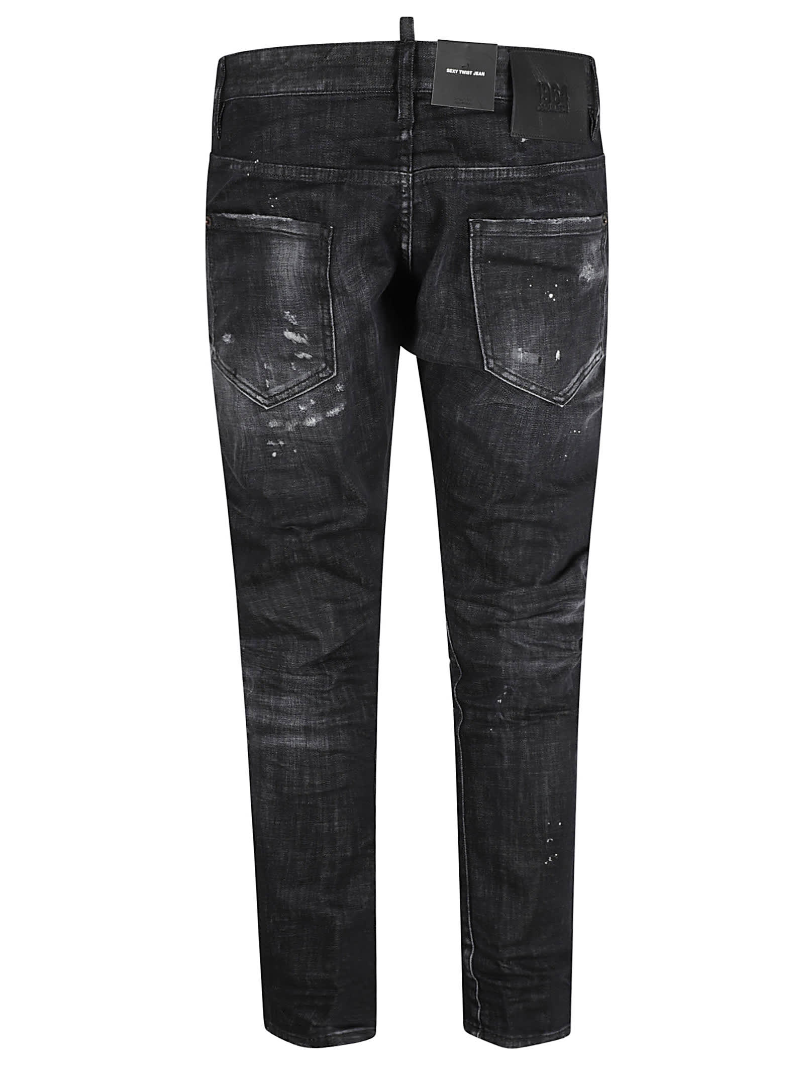 Shop Dsquared2 Distressed Fitted Jeans In Black