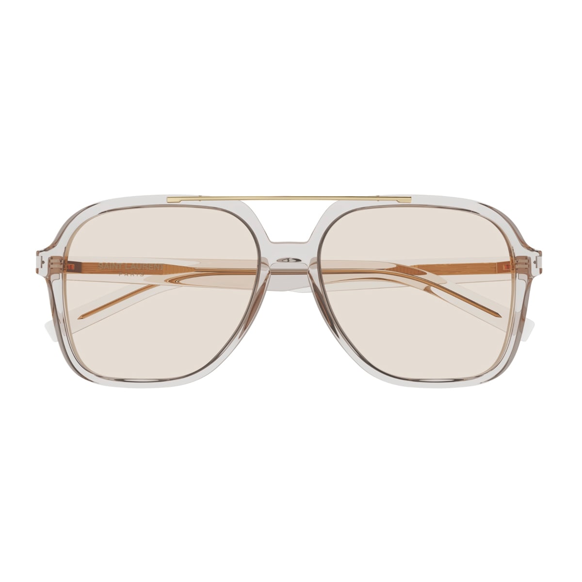 Saint Laurent Sl 545 Linea Corner Angle 002 Beige Beige Yellow Sunglasses In Gray