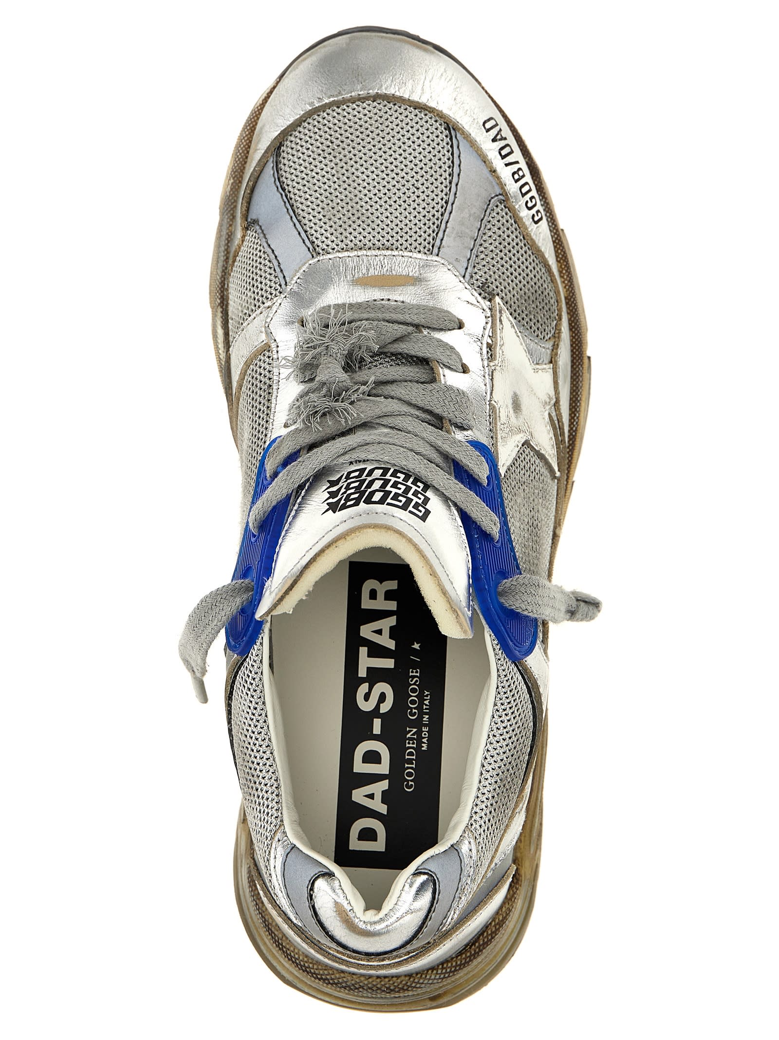 Shop Golden Goose Running Dad Sneakers In Silver