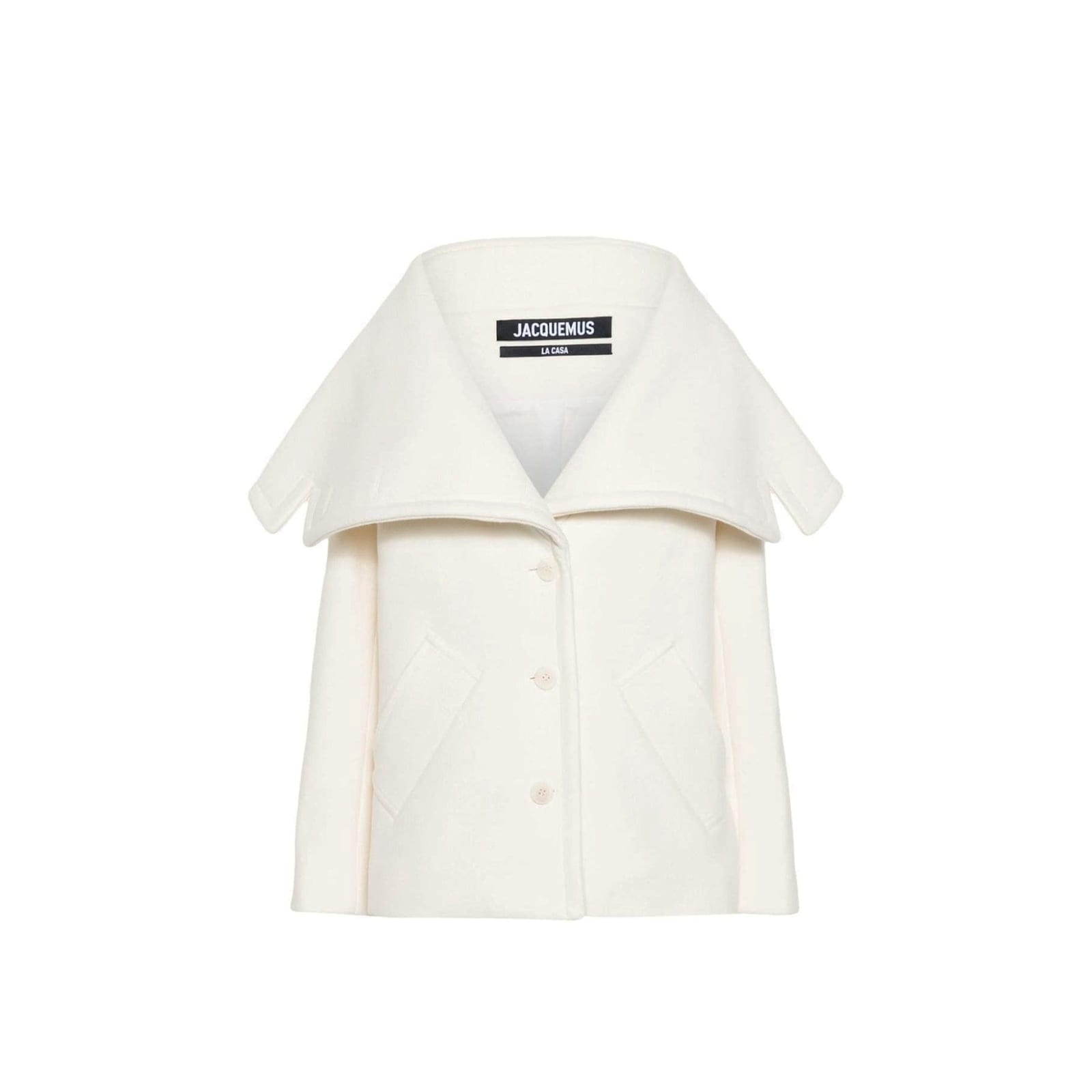Jacquemus Draped-collar Virgin Wool Jacket With Oversized Pockets In Neutral