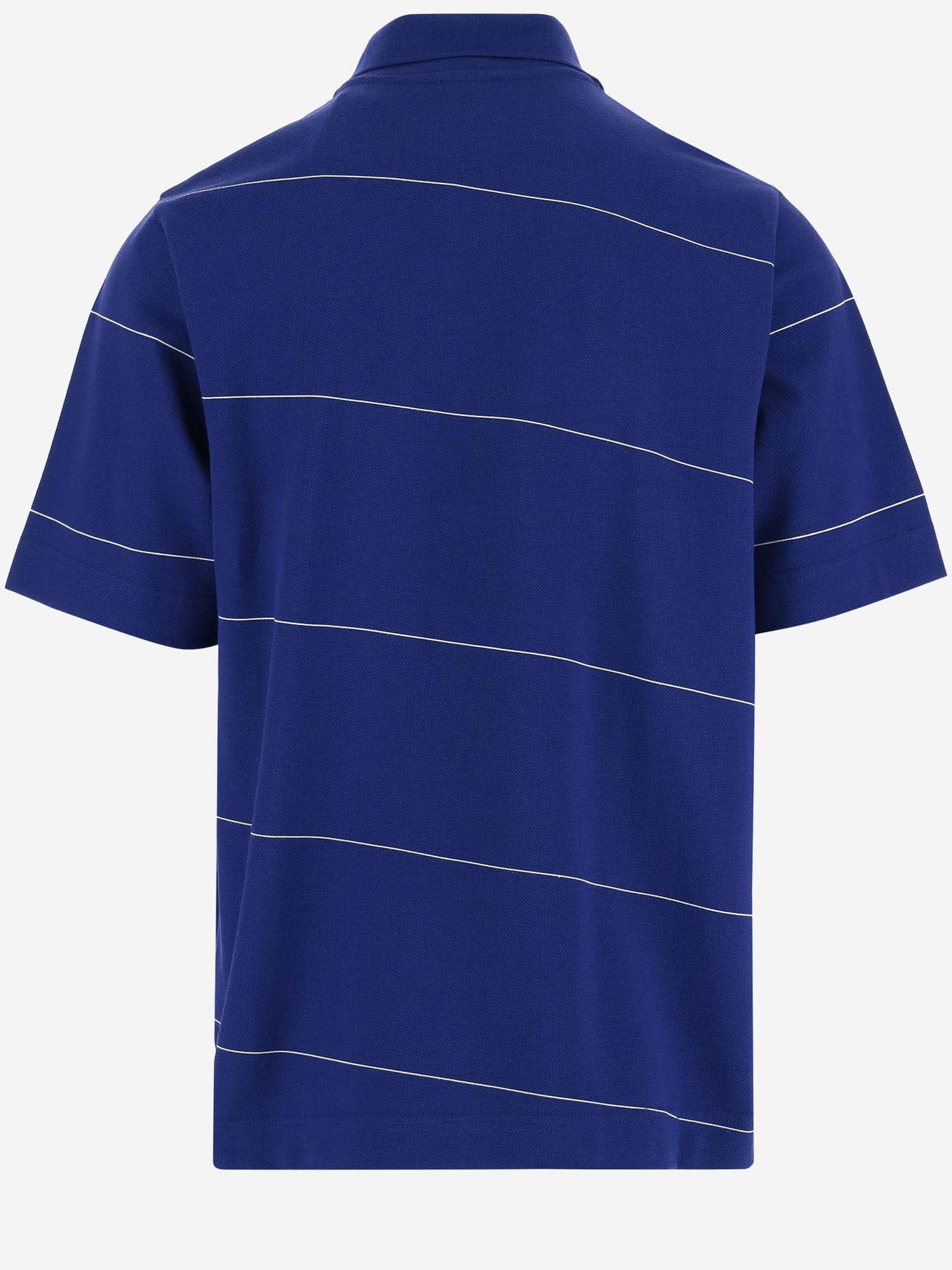 Shop Burberry Cotton Polo Shirt With Striped Pattern In Knight