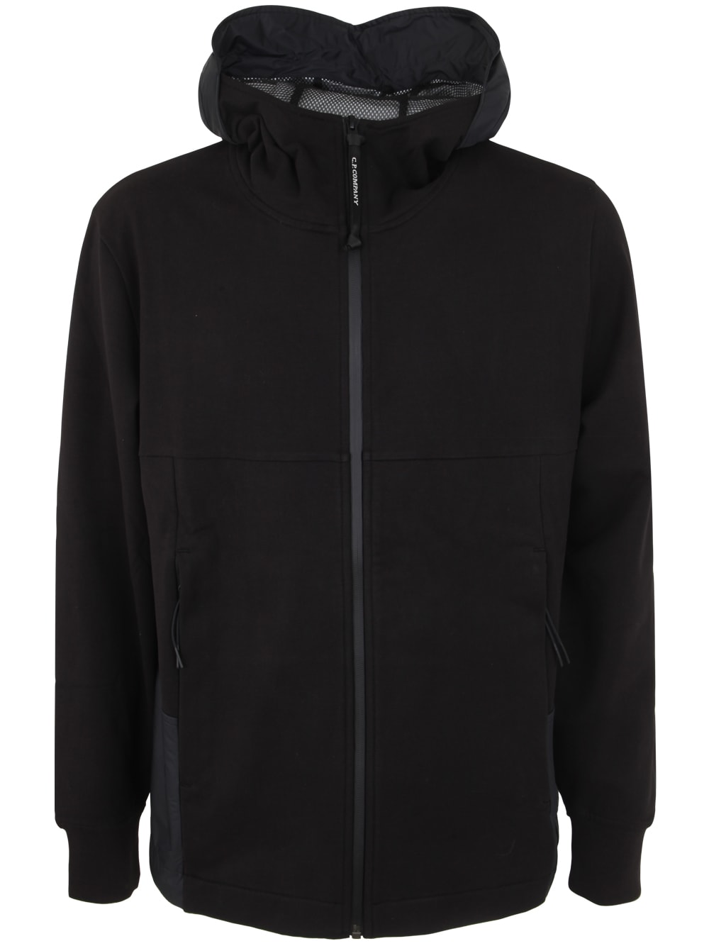 Shop C.p. Company Metropolis Series Stretch Fleece Mixed Zipped Hoodie In Black