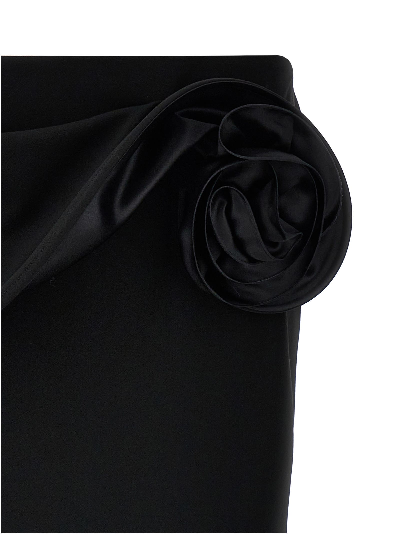 Magda Butrym Midi Skirt With Maxi 3d Floral Detail In Black
