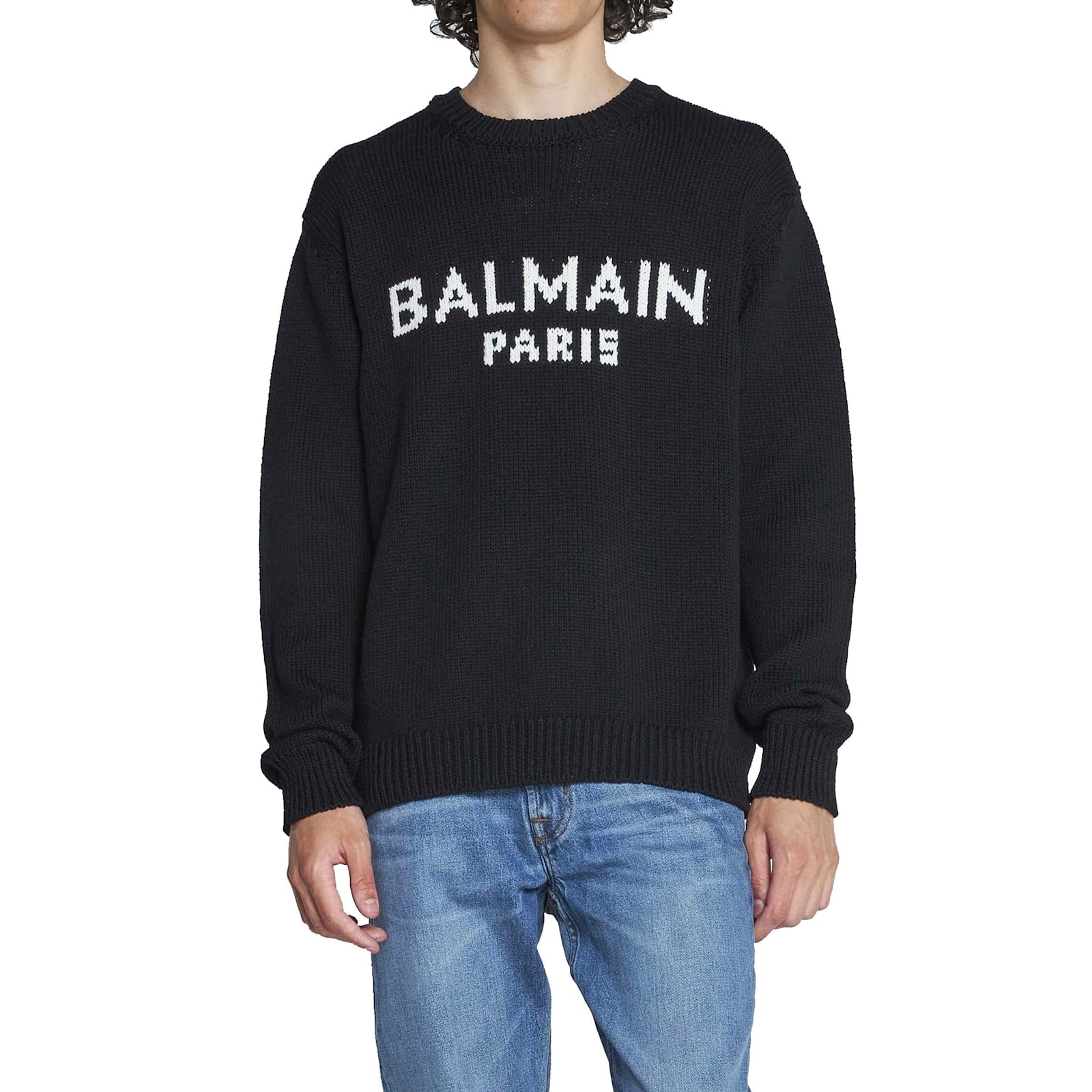 Shop Balmain Logo Sweater In Black