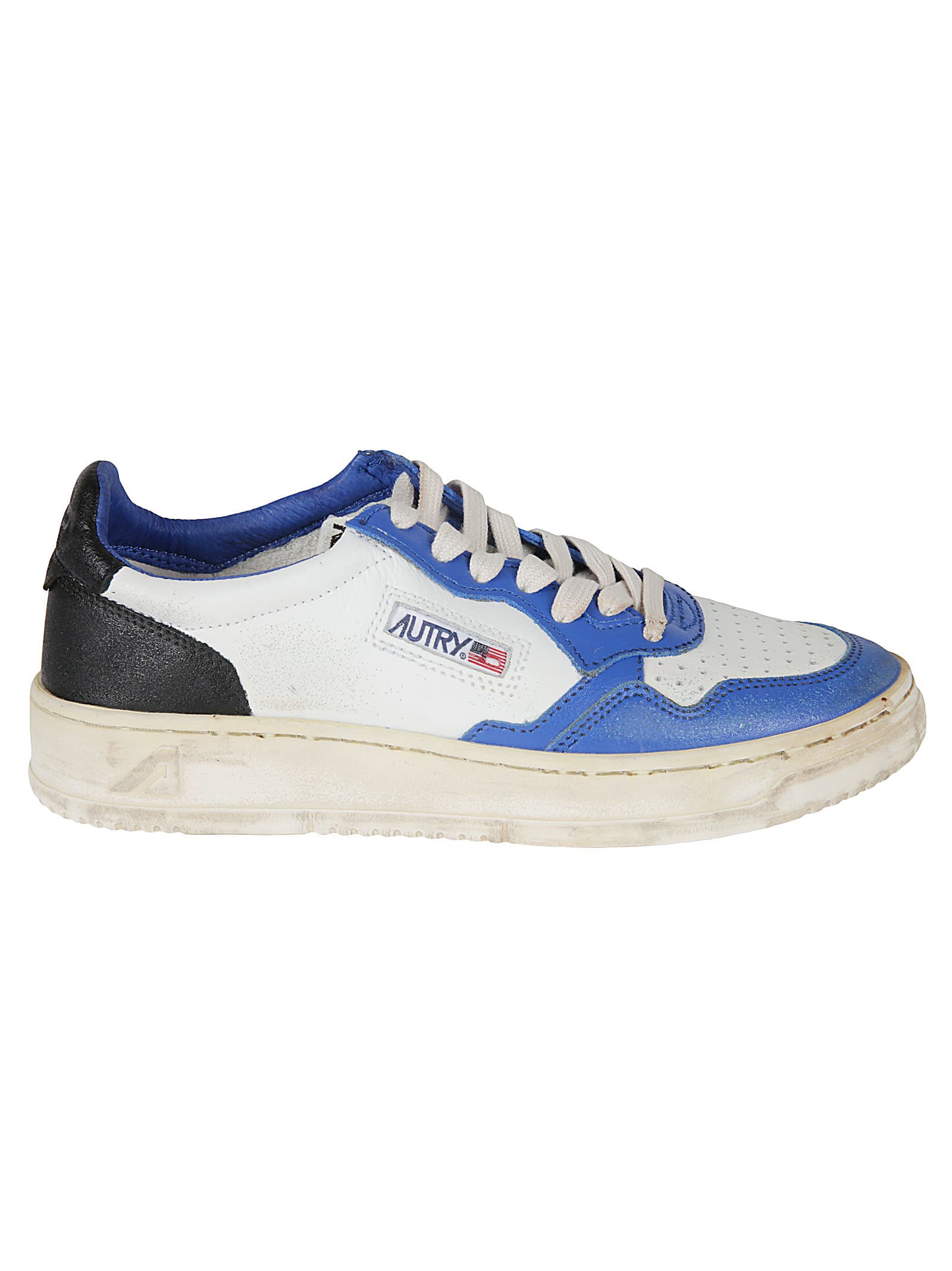 Shop Autry Vintage Low Sneakers In Wht/blue/blk