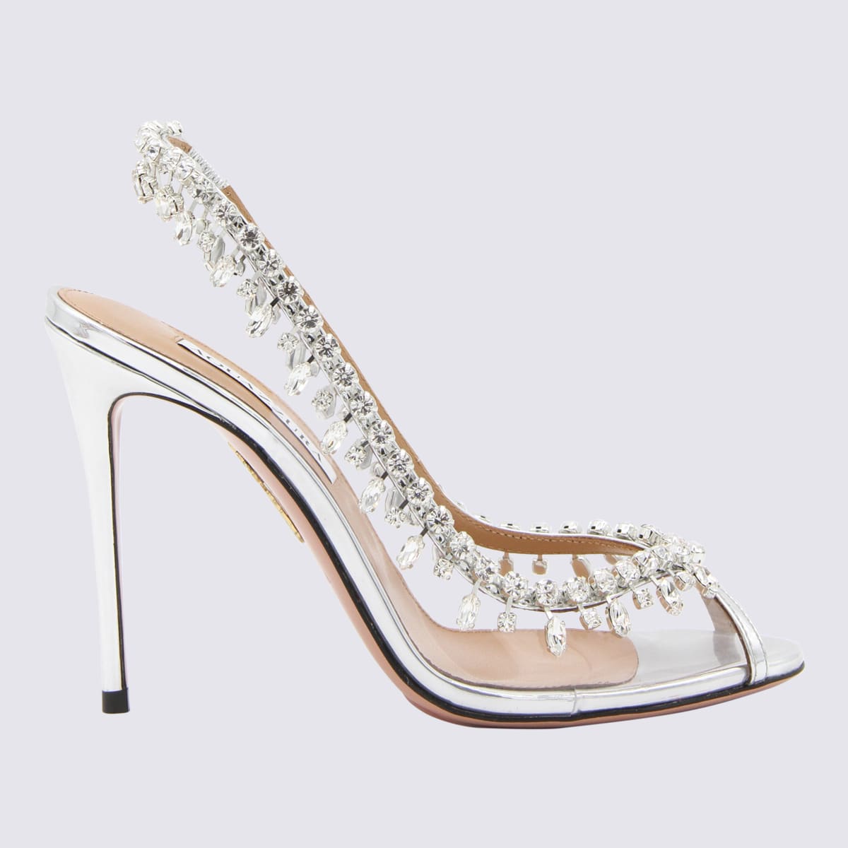 Silver Leather Temptation Crystal Sandals