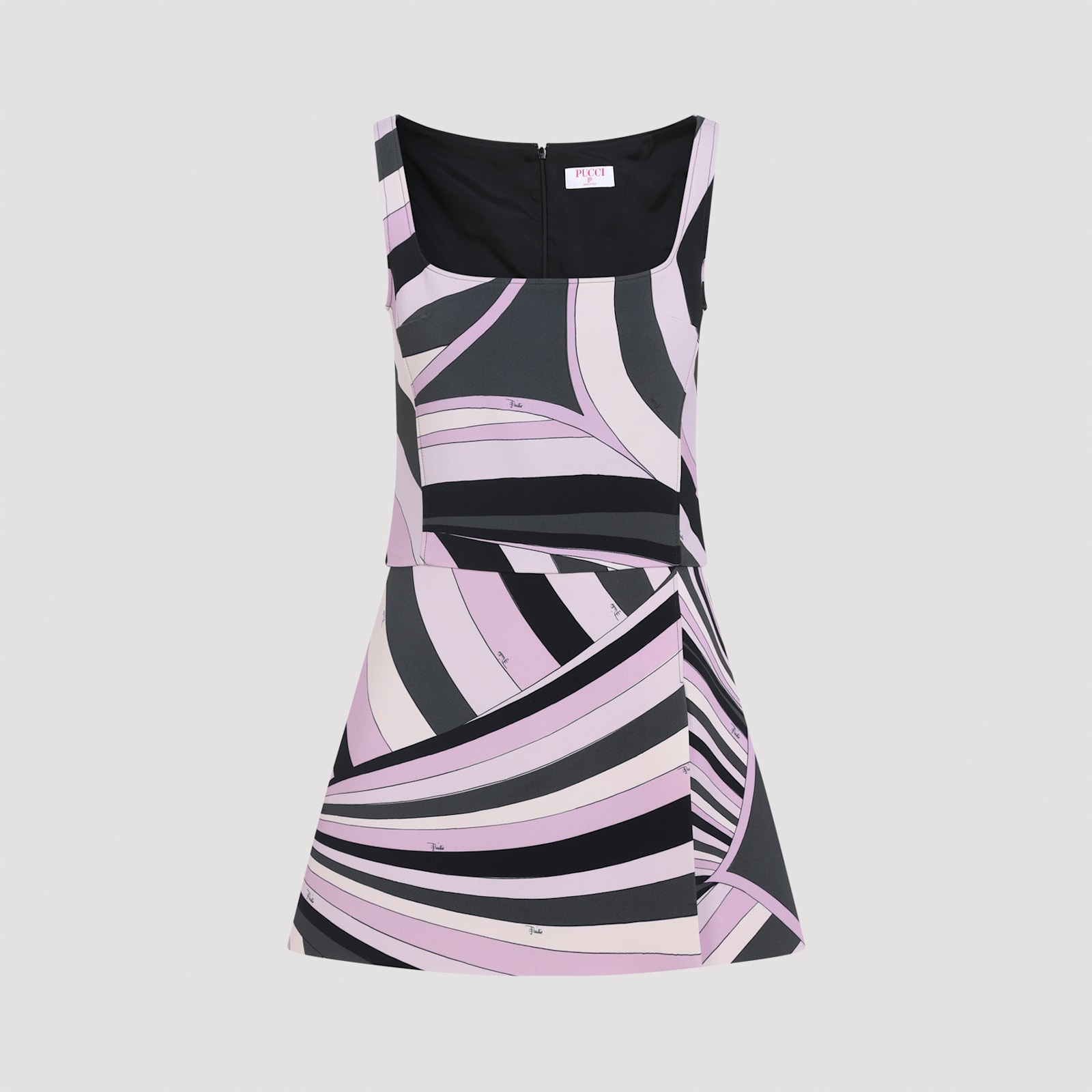 Pucci Backless Mini Dress Abstract Pattern In Purple