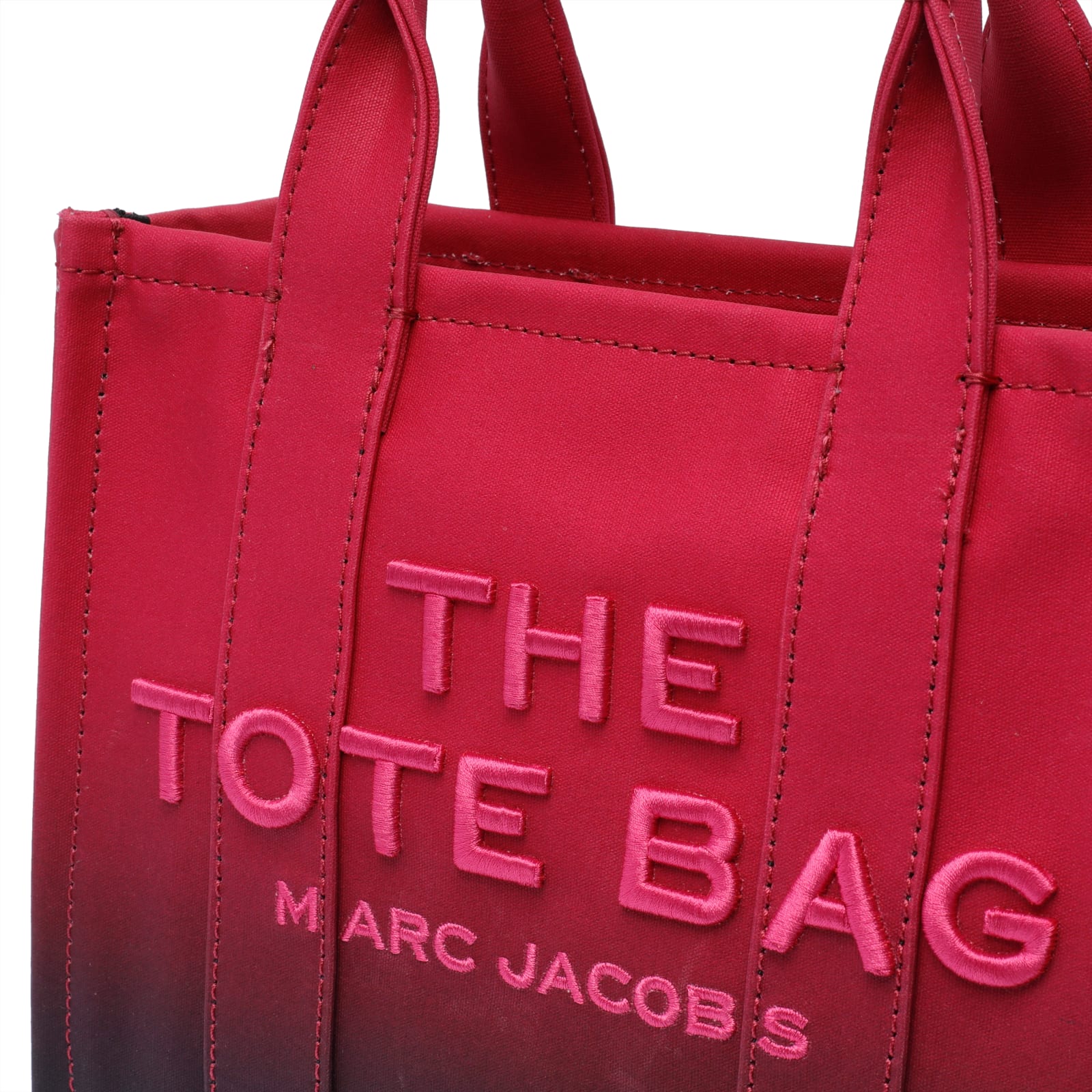 Shop Marc Jacobs The Small Tote Bag In Black/hot Pink