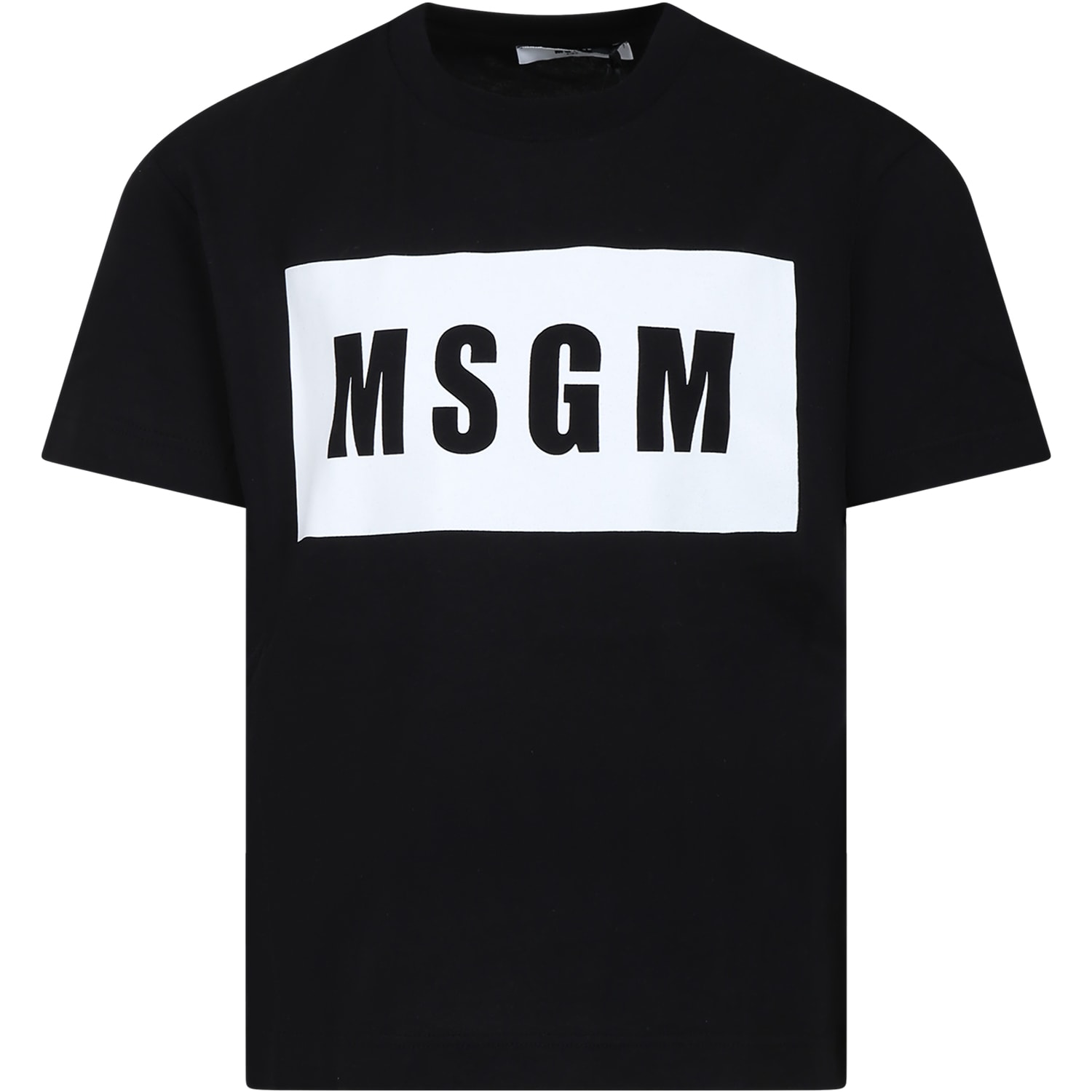 Shop Msgm White T-shirt For Boy With Logo In Black