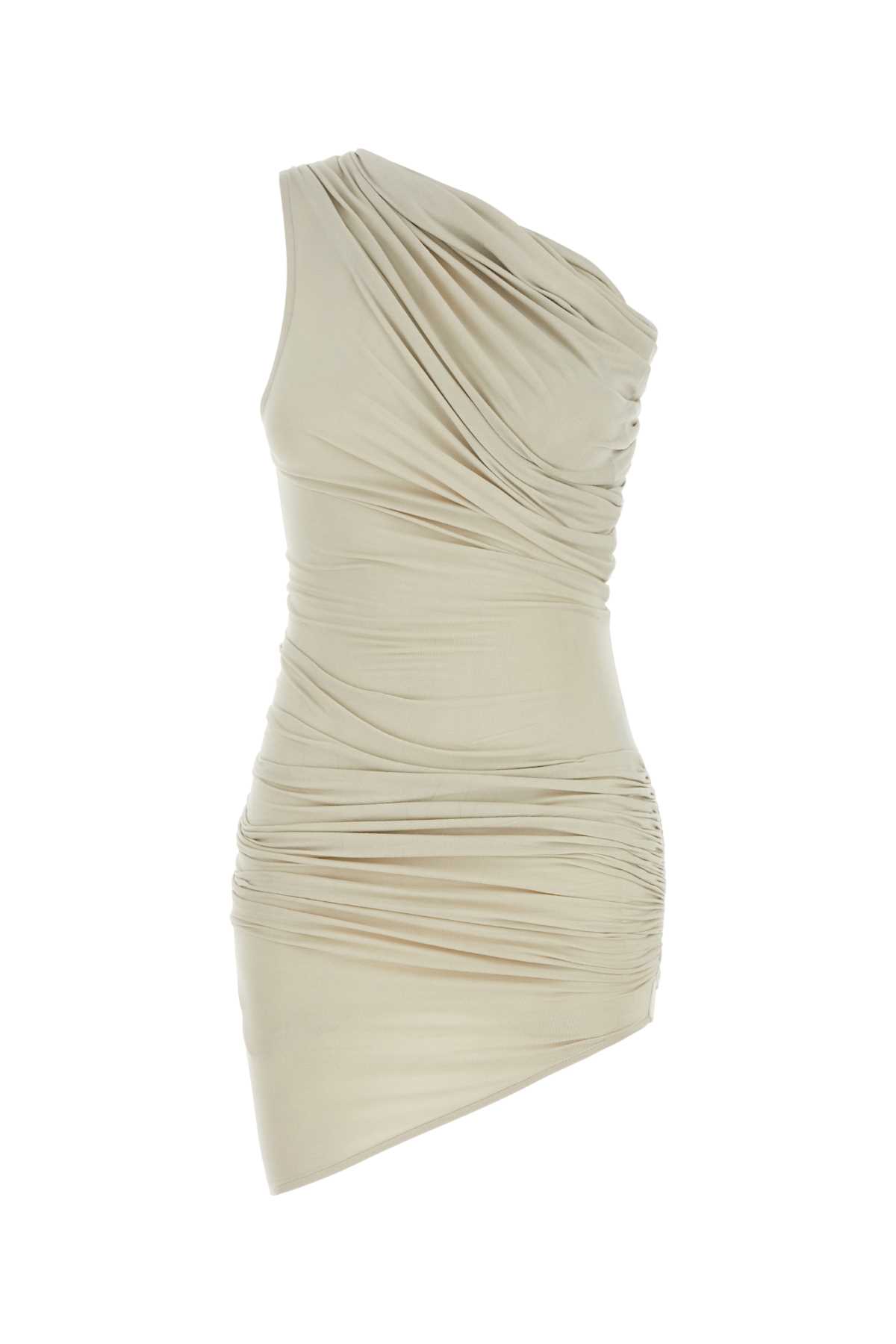 Ivory Viscose Stretch Mini Pillar One-shoulder Dress