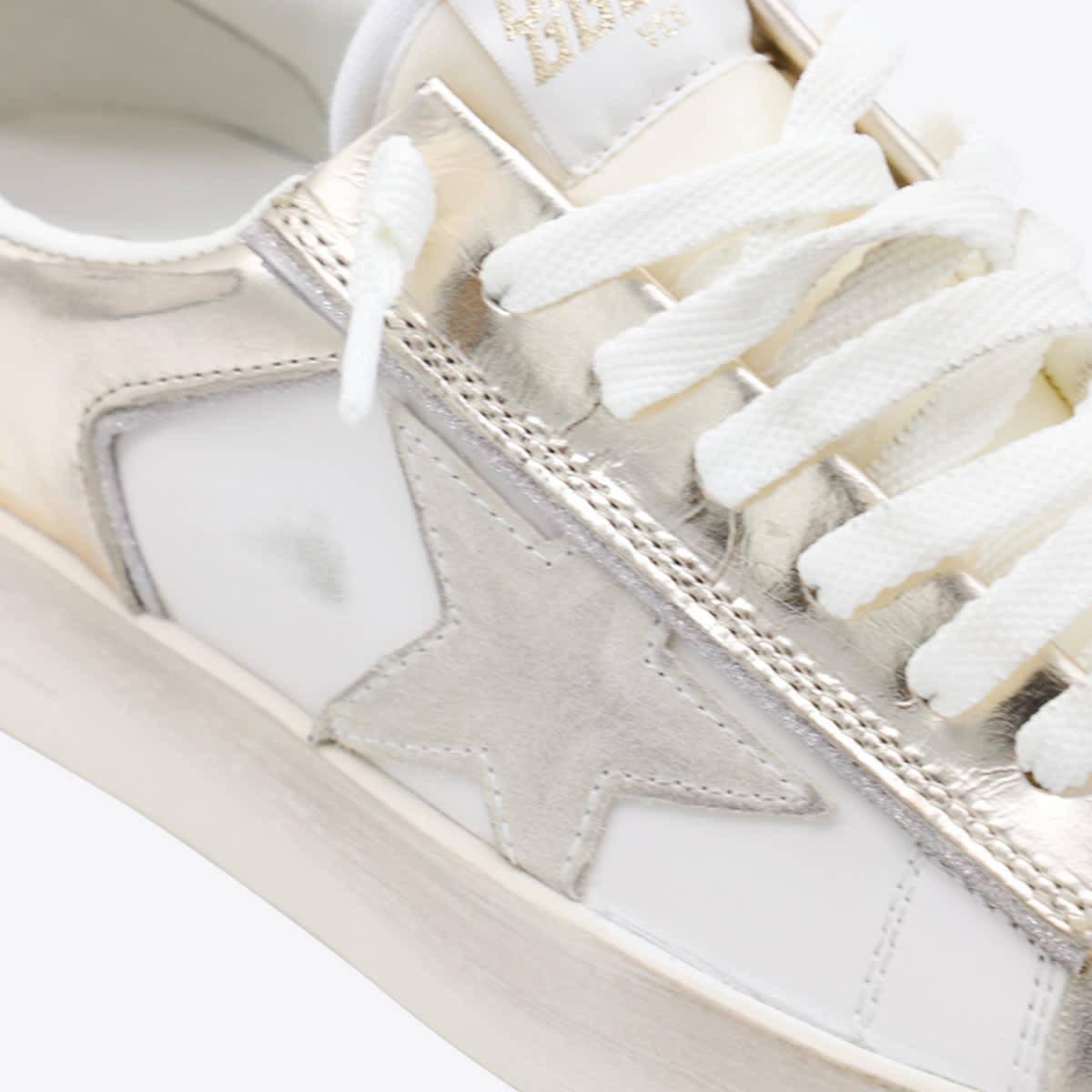 Golden Goose White And Gold Stardan Sneakers In Multi