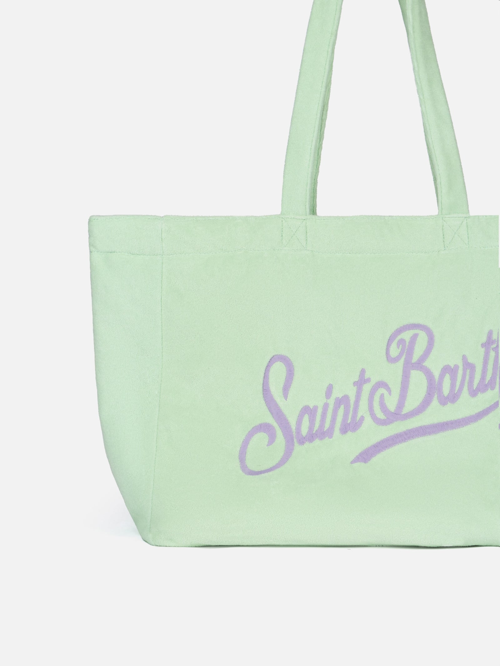 Shop Mc2 Saint Barth Terry And Cotton Beach Tote Double Bag In Green