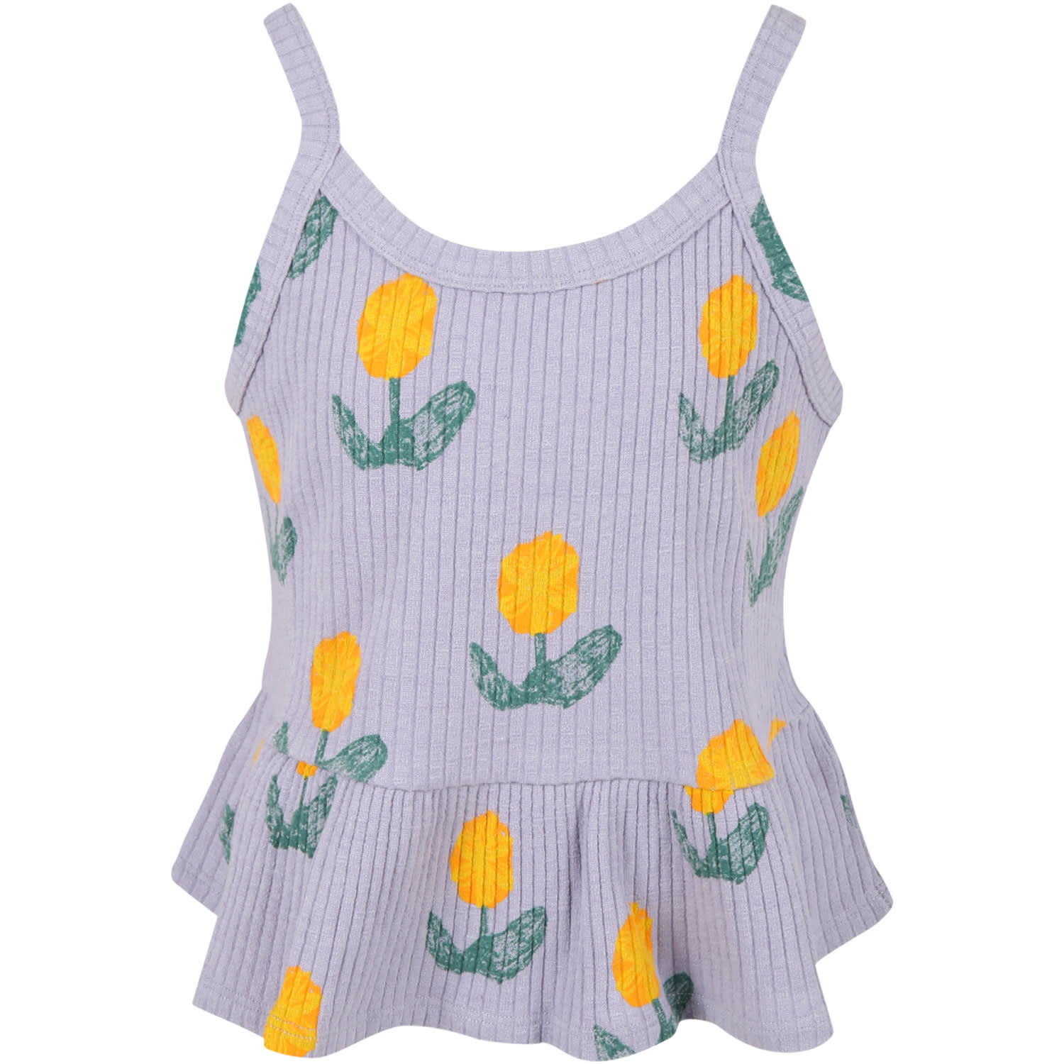 Bobo Choses Purple Tank Top For Girl With Flowers