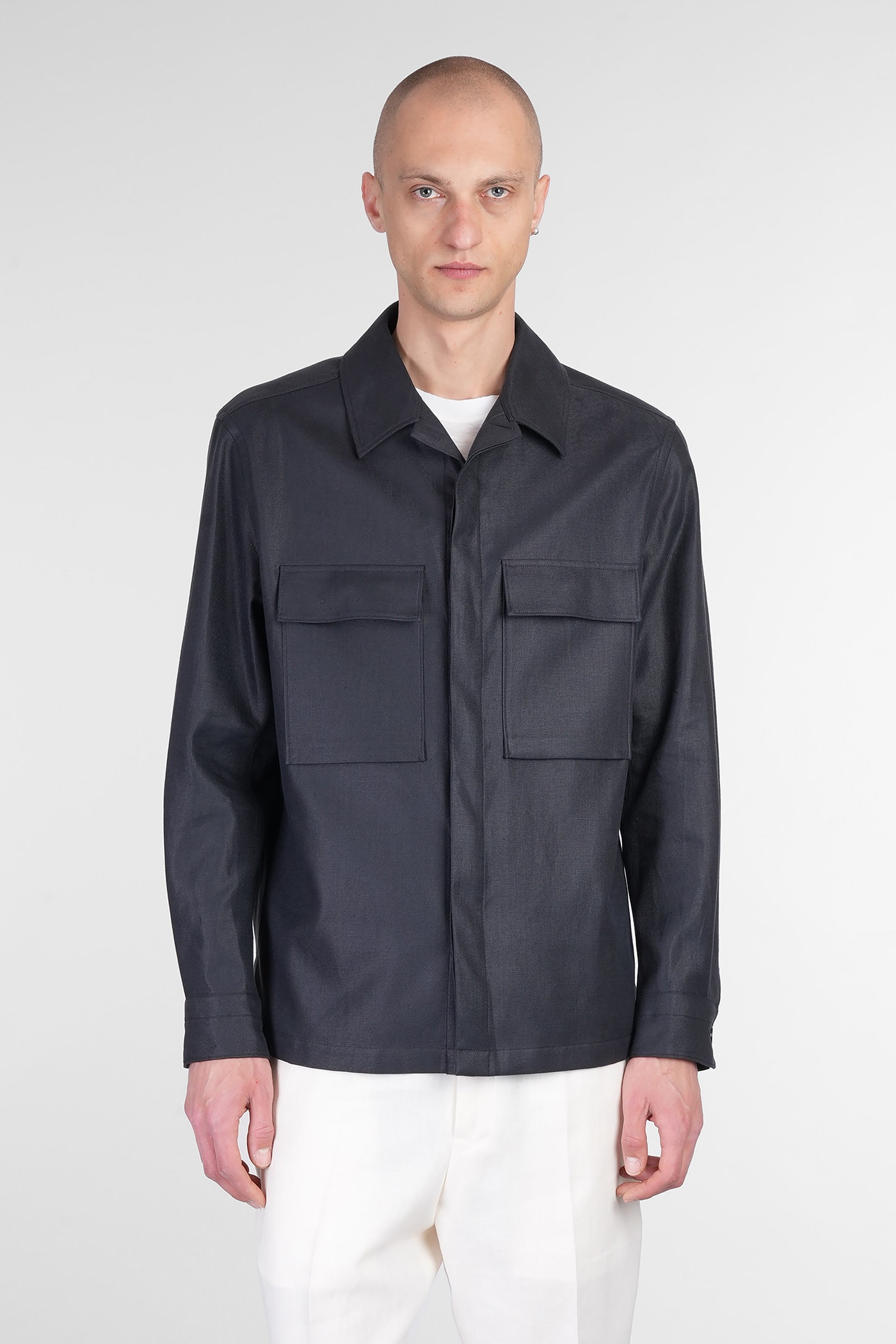 Shop Zegna Shirt In Black Linen