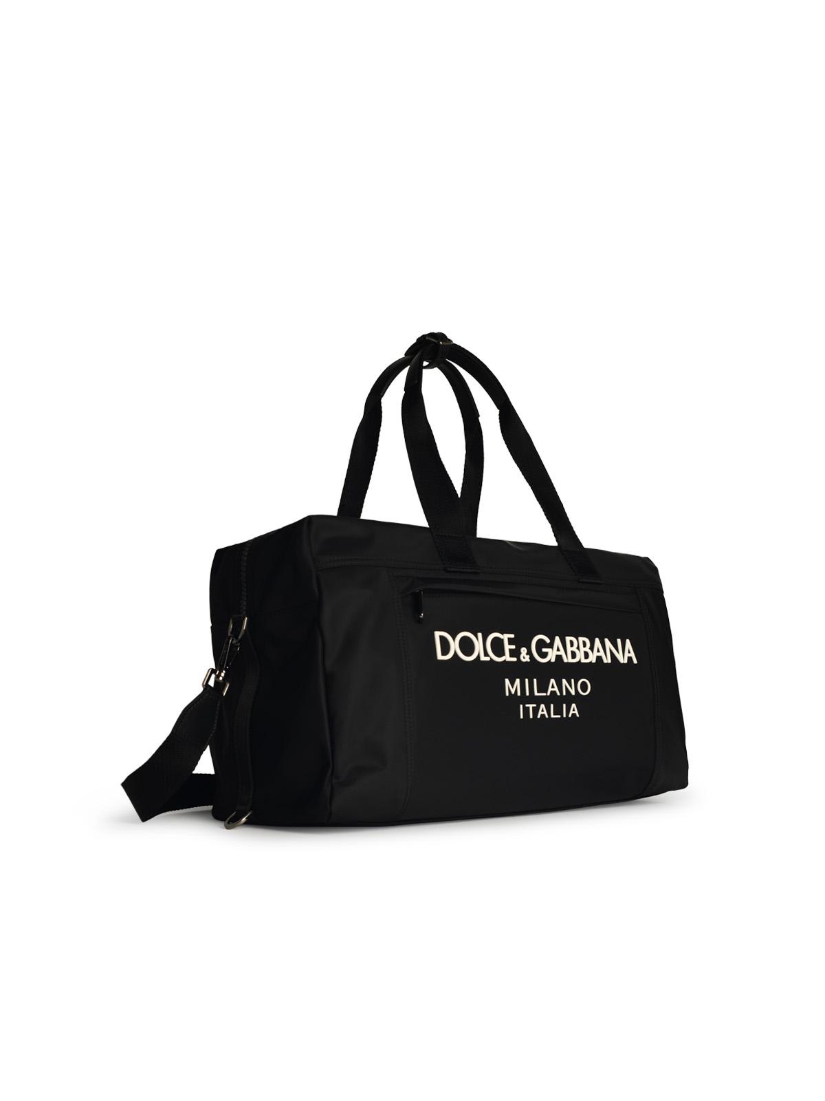 Shop Dolce & Gabbana Black Nylon Duffel Bag In Green