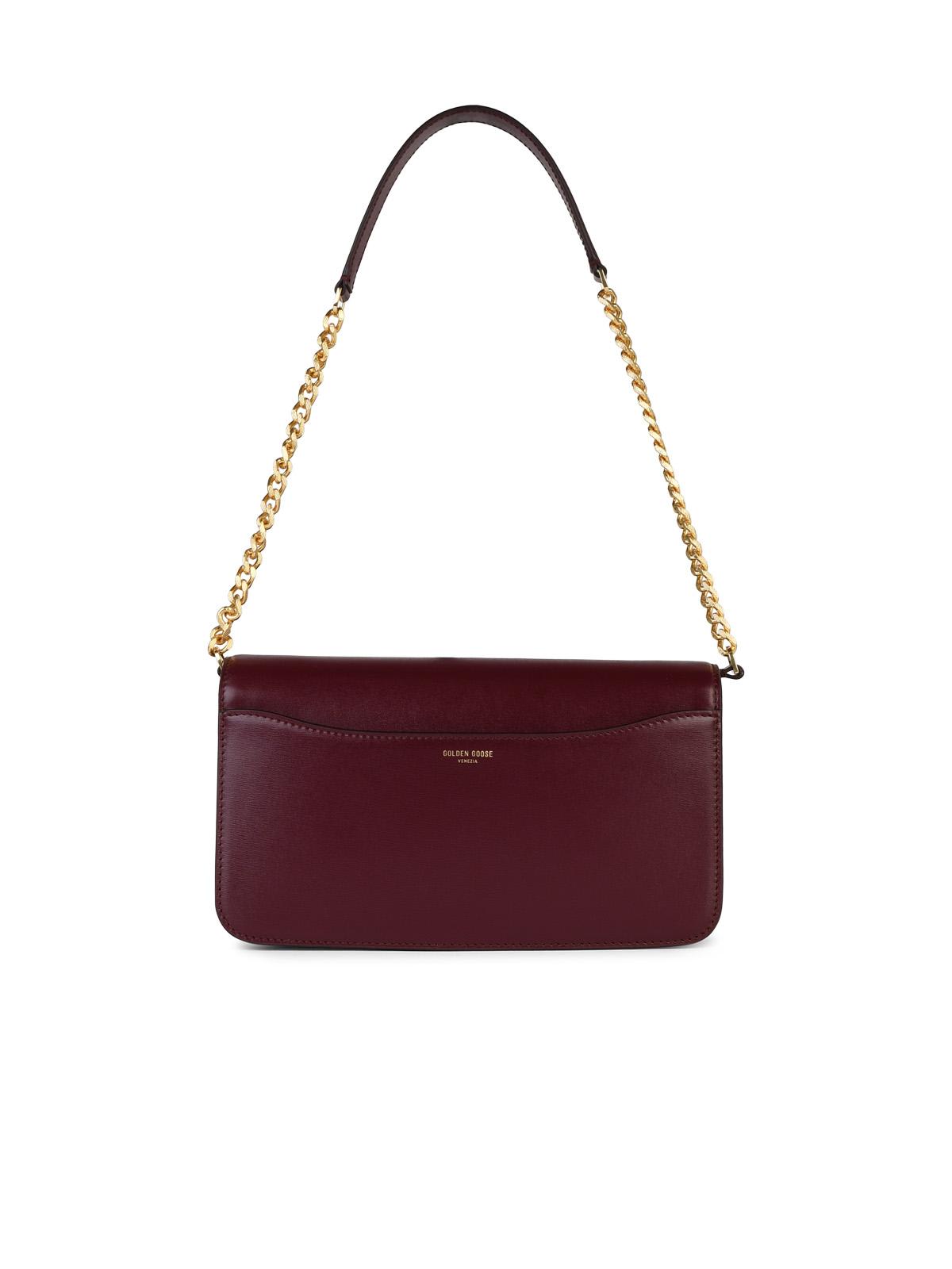 Shop Golden Goose Gioia Burgundy Leather Crossbody Bag In Bordeaux