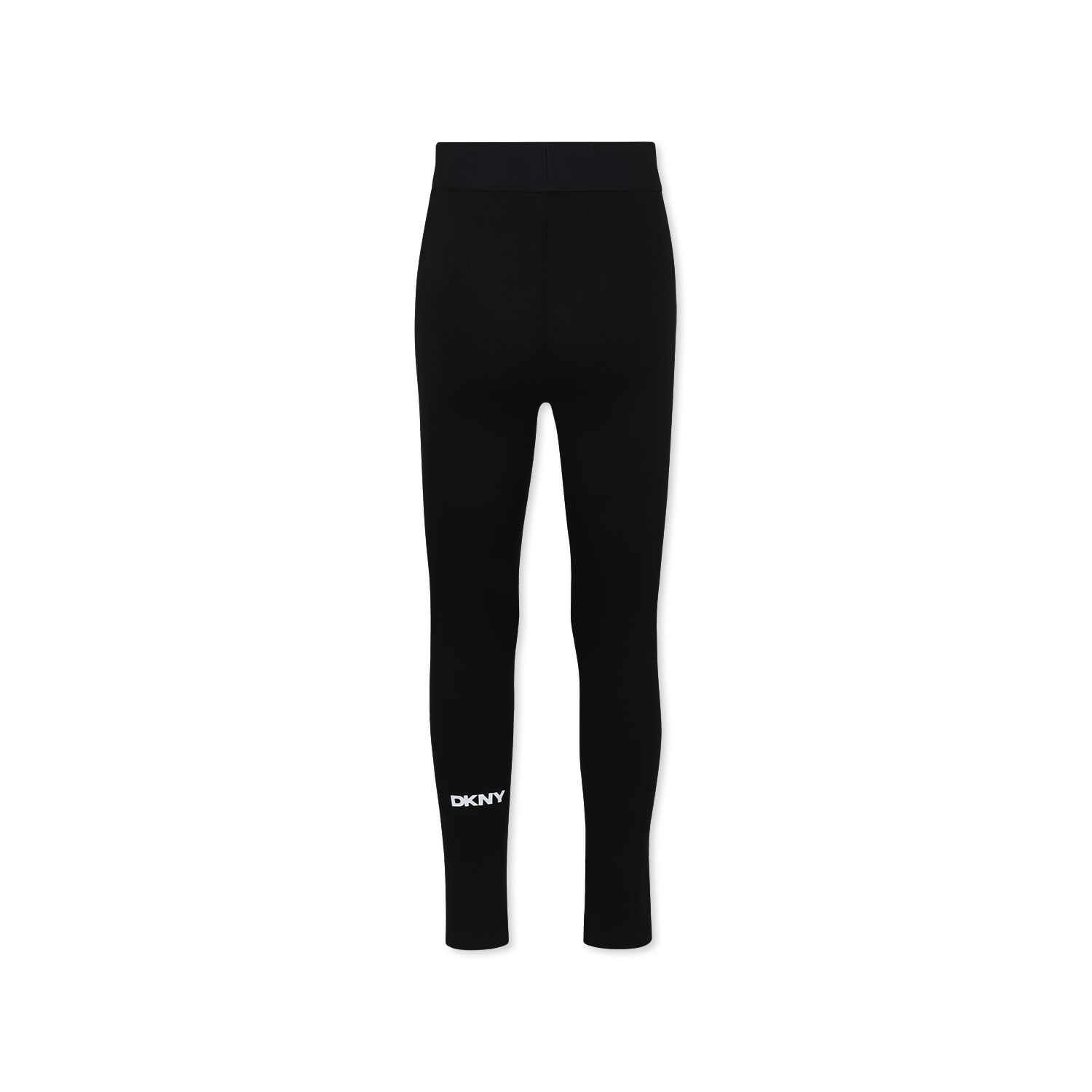 Dkny Black Leggings For Girl With Logo In Black