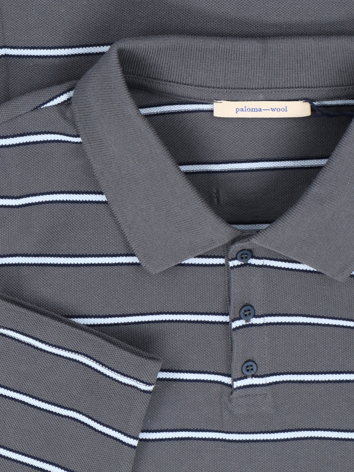 Paloma Wool Striped Long-sleeved Polo Shirt In Gray