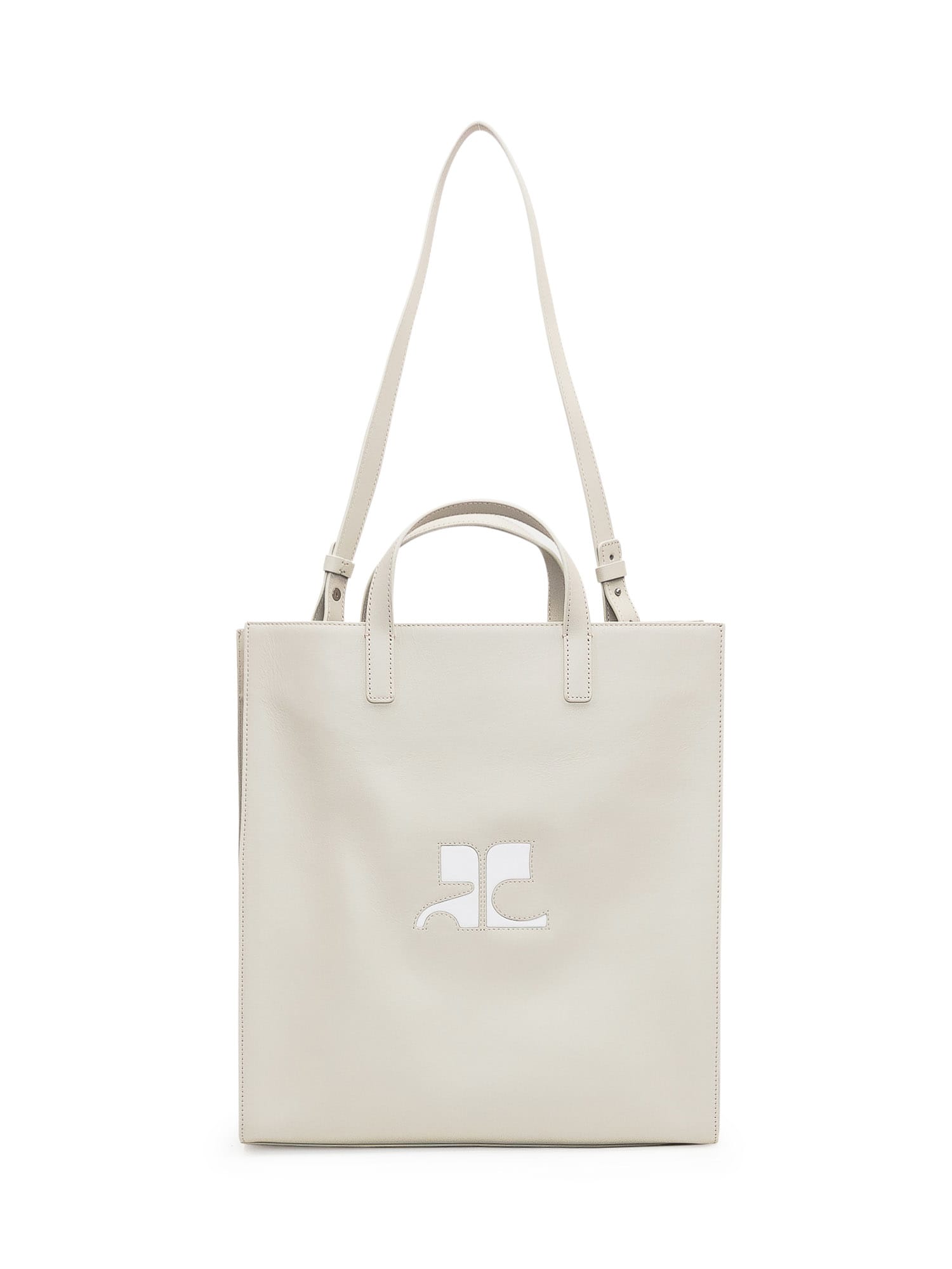Shop Courrèges Heritage Tote Bag In Mastic Grey