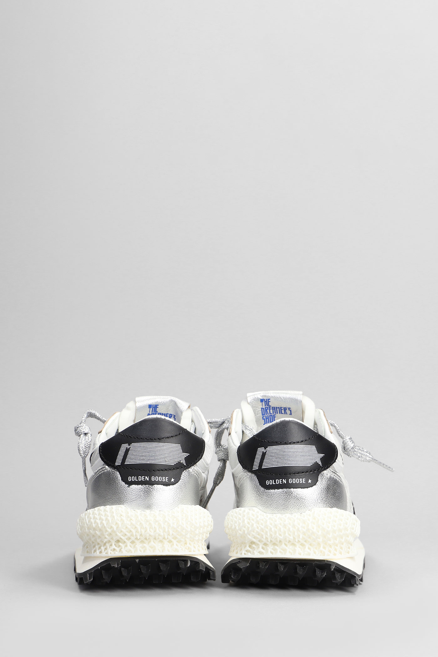 Shop Golden Goose Running Marathon Sneakers In Silver Leather And Fabric