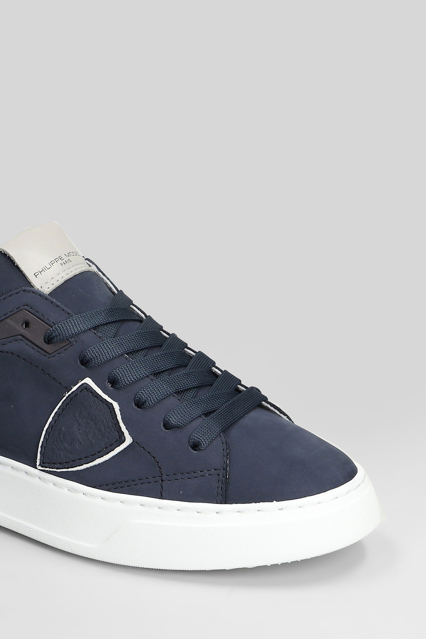 Philippe Model Temple Low Sneakers In Nubuk Blue Color In Blue