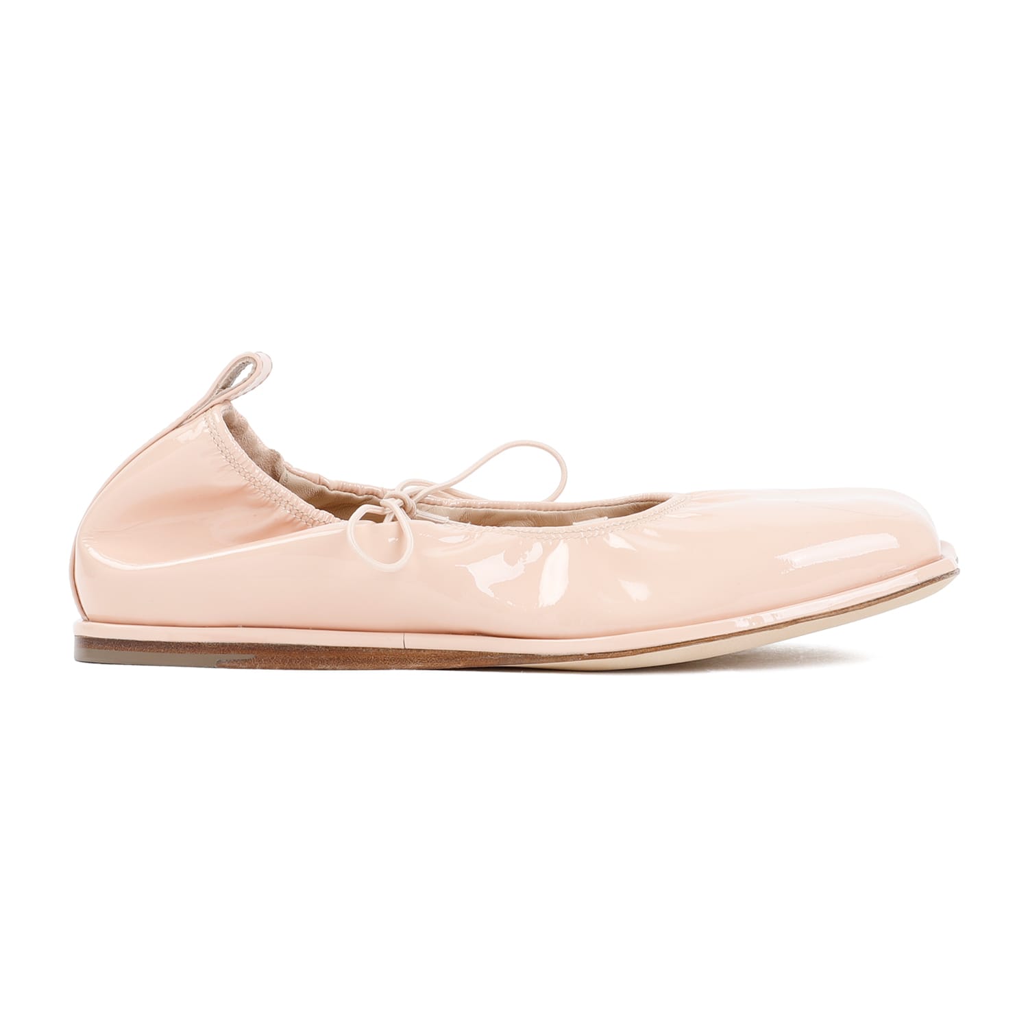 Shop Simone Rocha Heart Toe Lace-up Ballerina In Powder