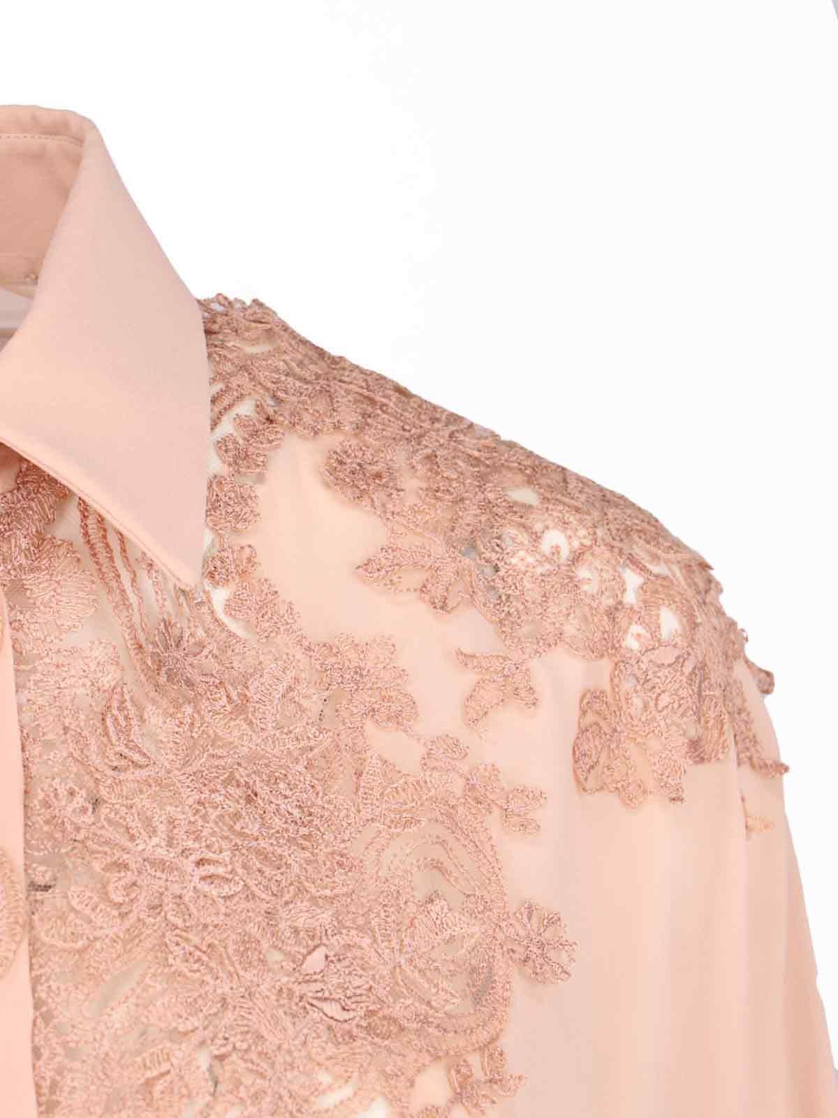 Shop Ermanno Scervino Oversized Lace Detail Shirt In Neutrals