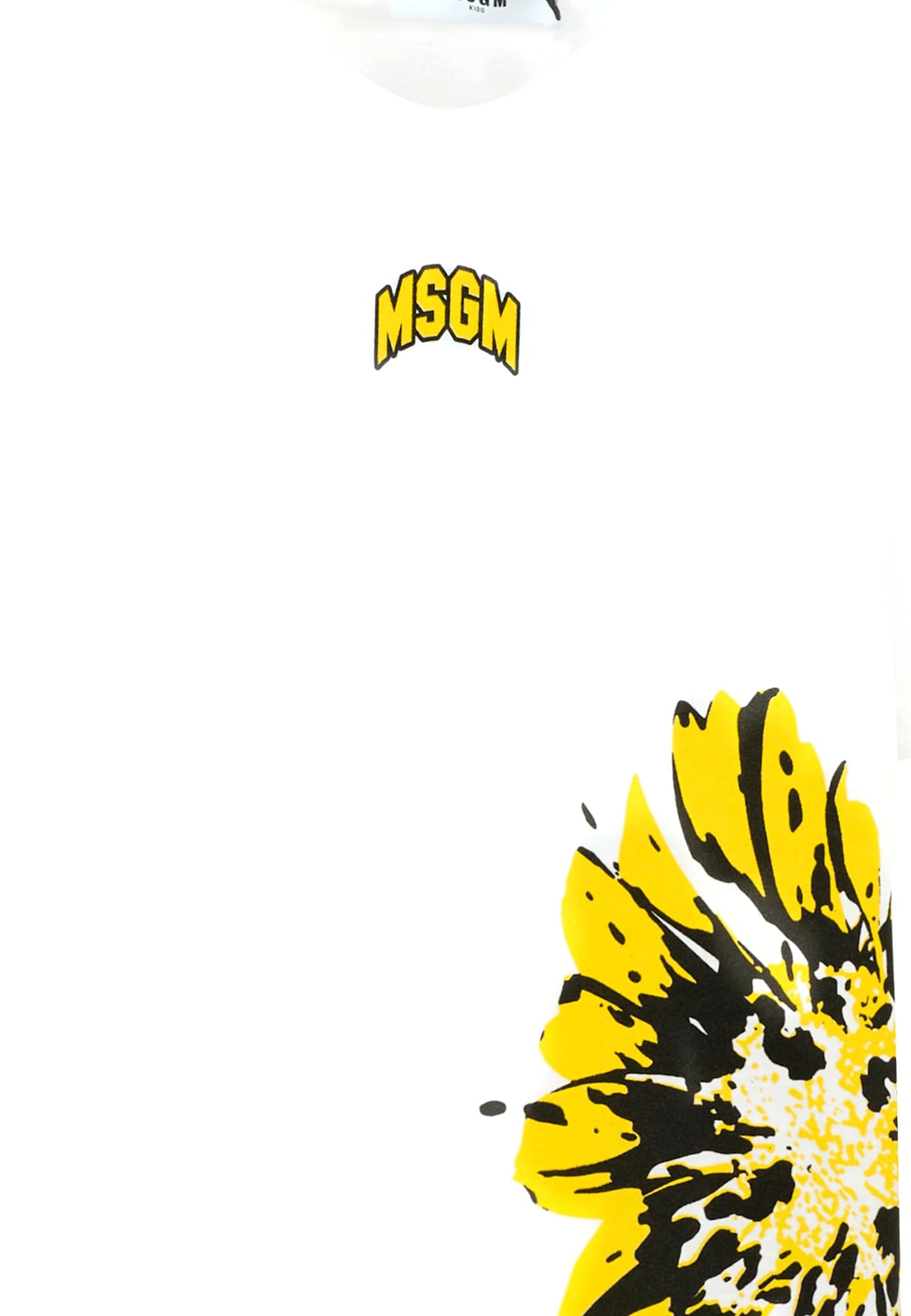 Msgm White T-shirt For Girl With Flower In White