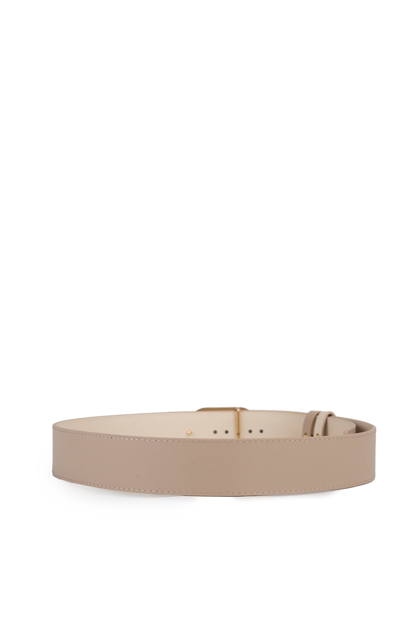 Twinset Ginger/snow Reversible Leather Belt In Bic.ginger Root/neve