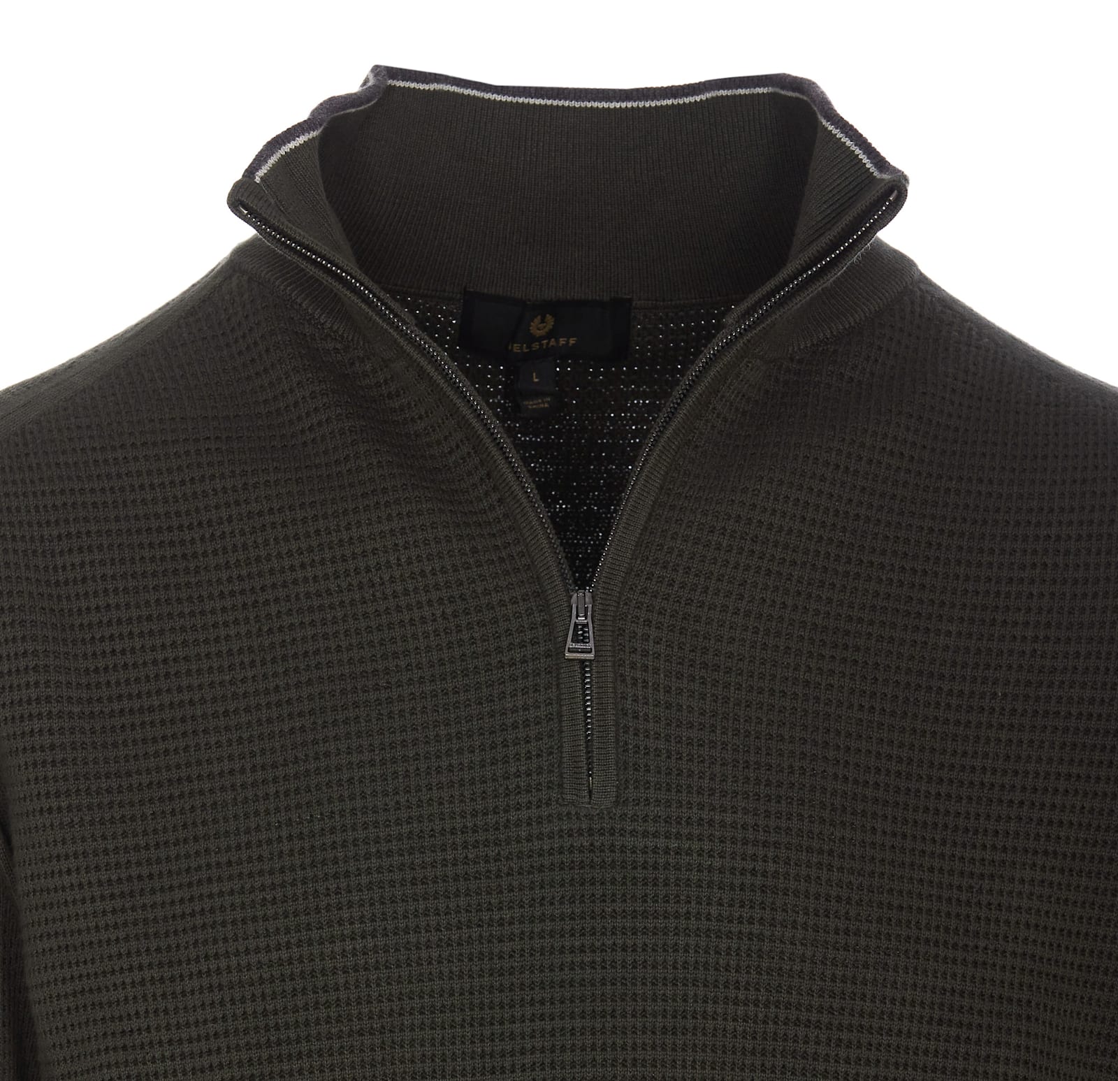 Shop Belstaff Cole Quarter Zip Sweater In Green