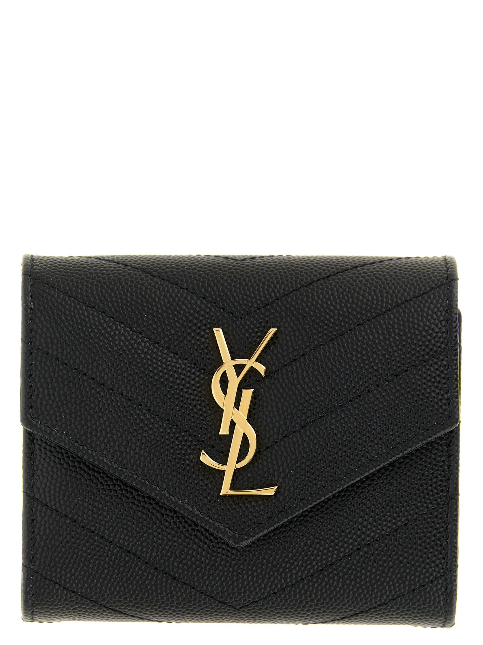 Saint Laurent Cassandre Wallet In Black