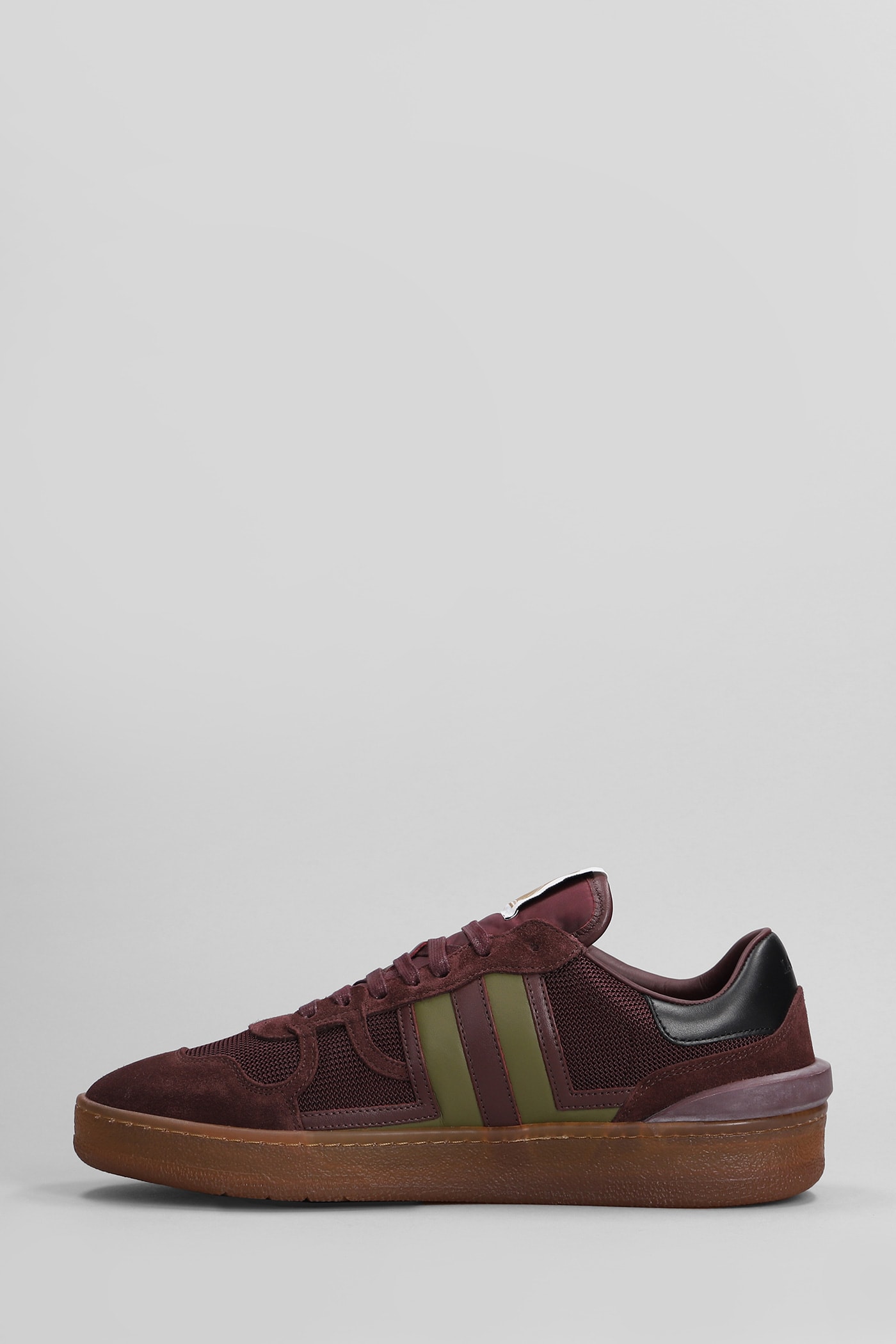 Shop Lanvin Clay Sneakers In Bordeaux Suede And Fabric