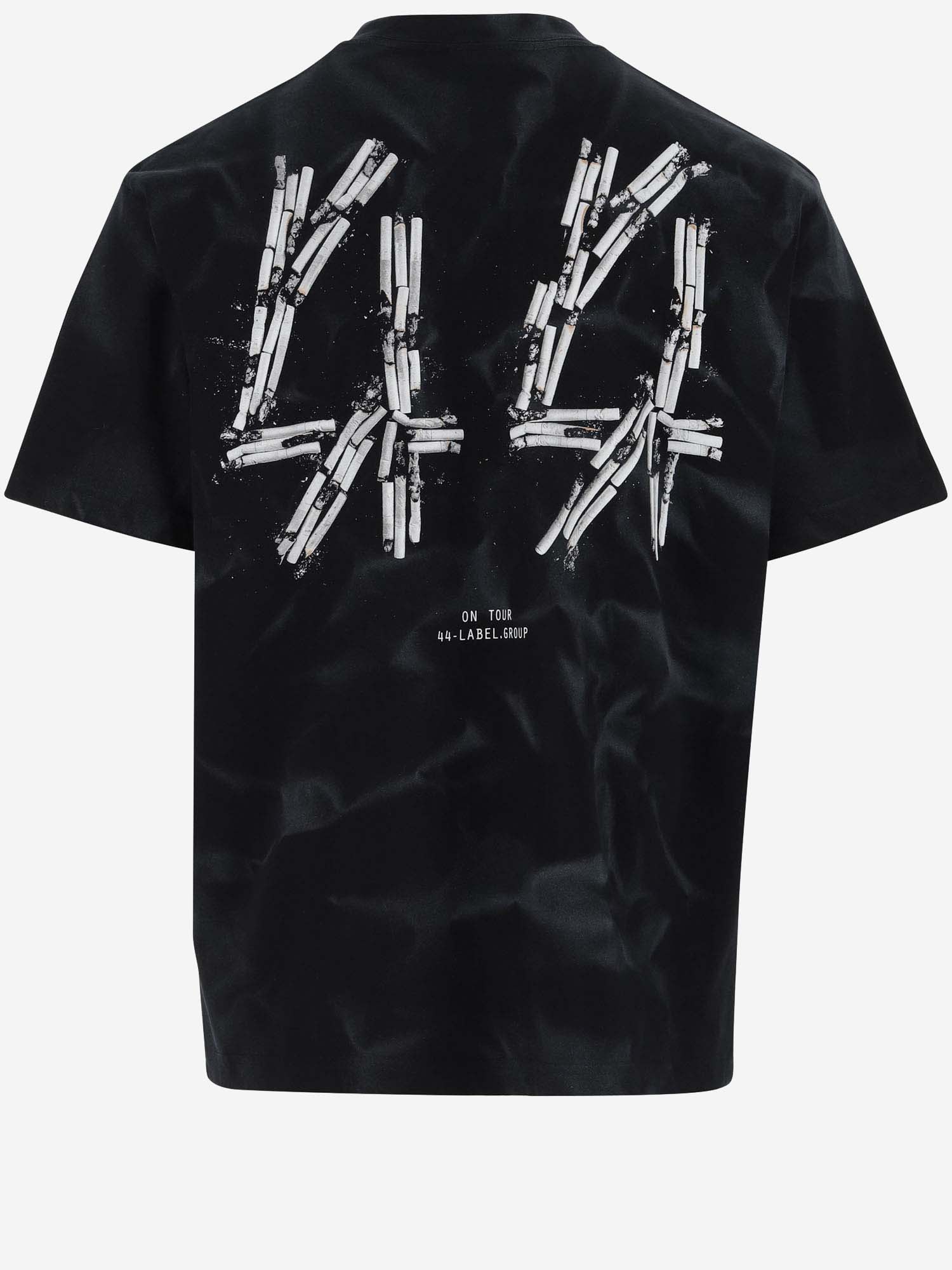 Shop 44 Label Group Cotton T-shirt With Graphic Print And Logo T-shirt In Black