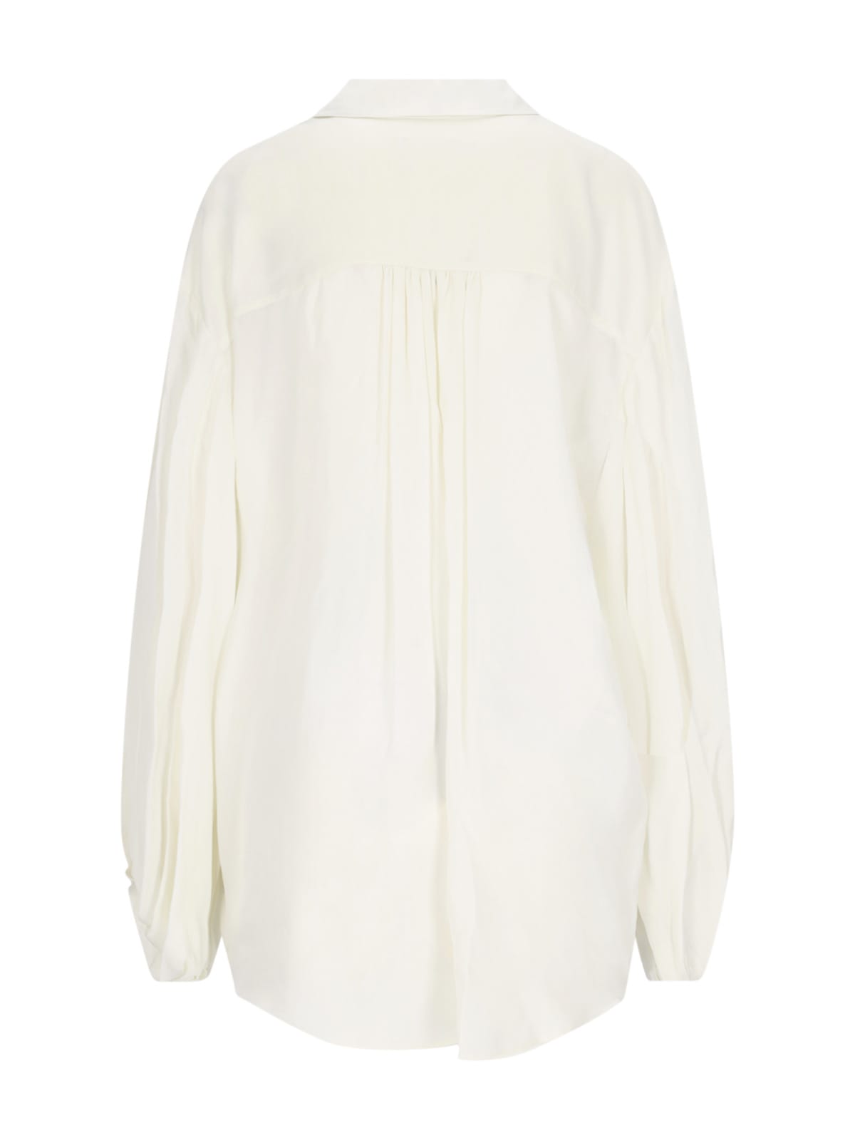 Shop Khaite The Bam Top Pleated Shirt In Crema