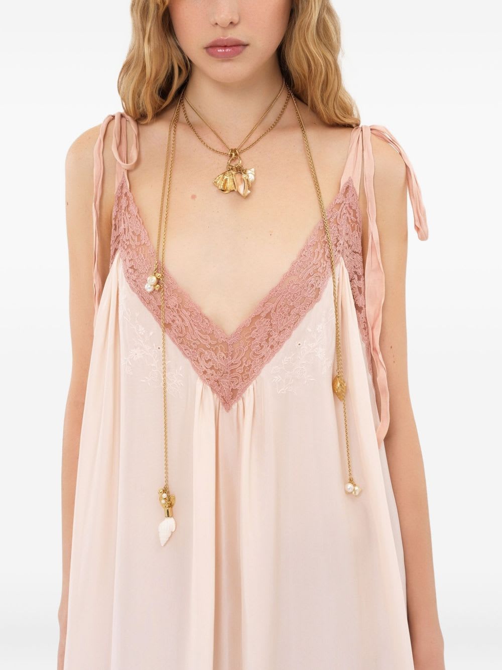 Chloé Silk Lace Floor-length Sleeveless Dress In Multi