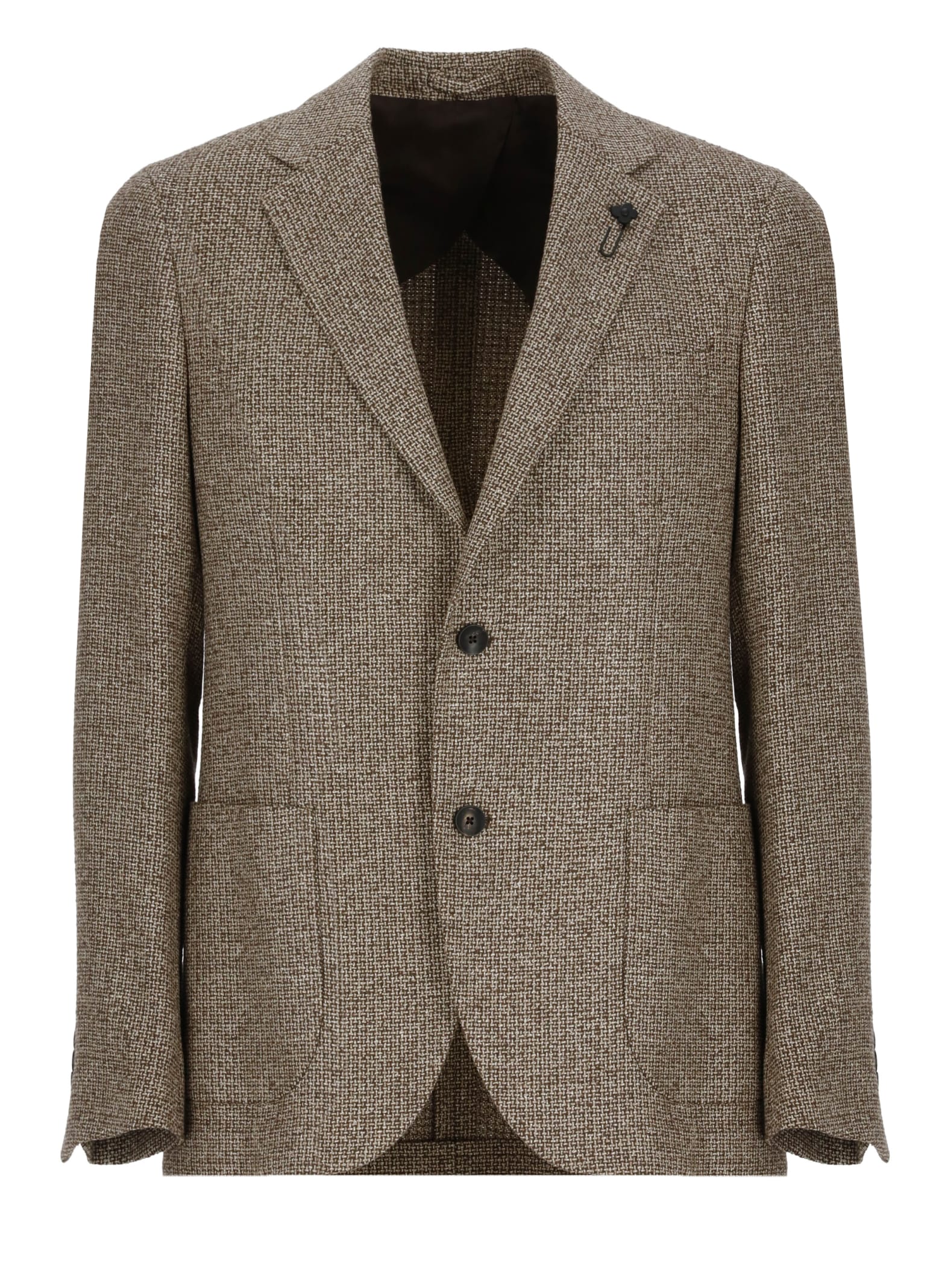 Shop Lardini Wool And Silk Jacket In Brown