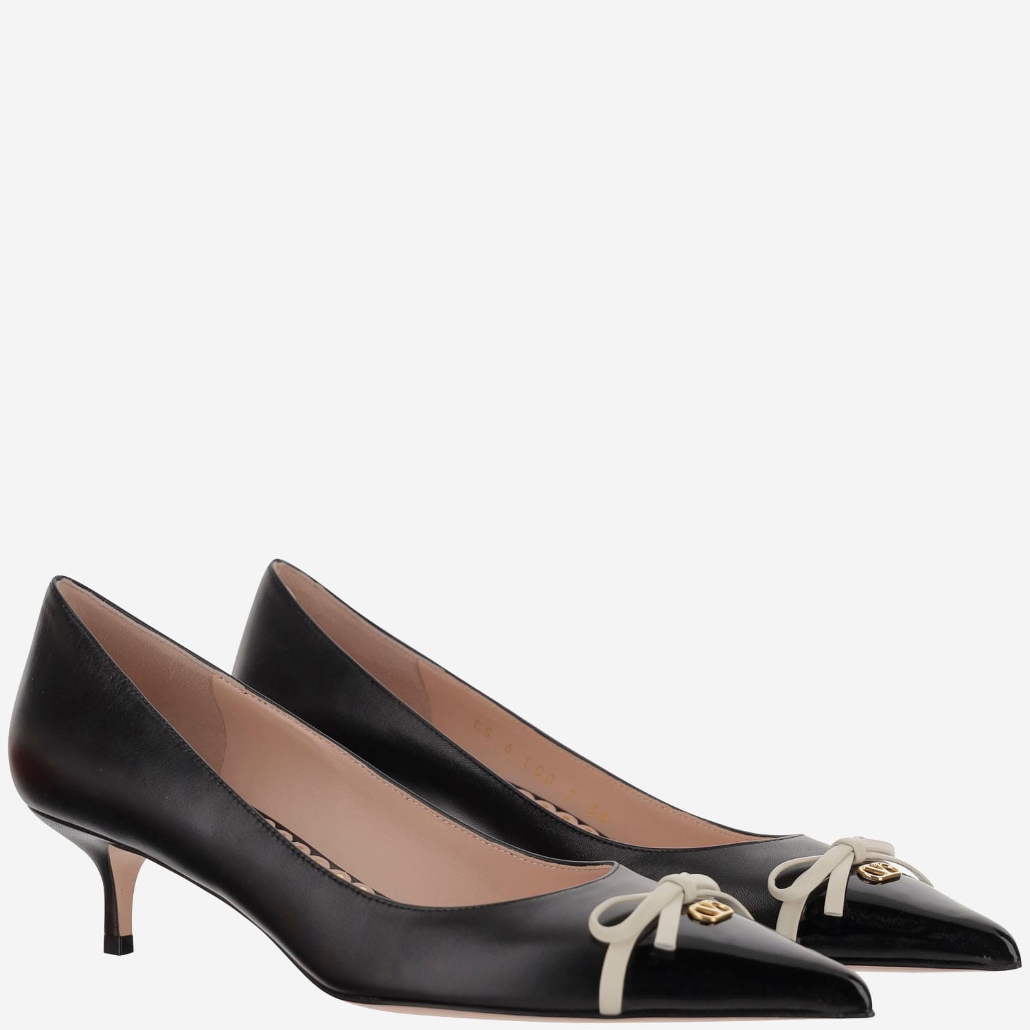 Valentino Verzierte Pumps Bepointy 45 Aus Leder In Nero/ivory