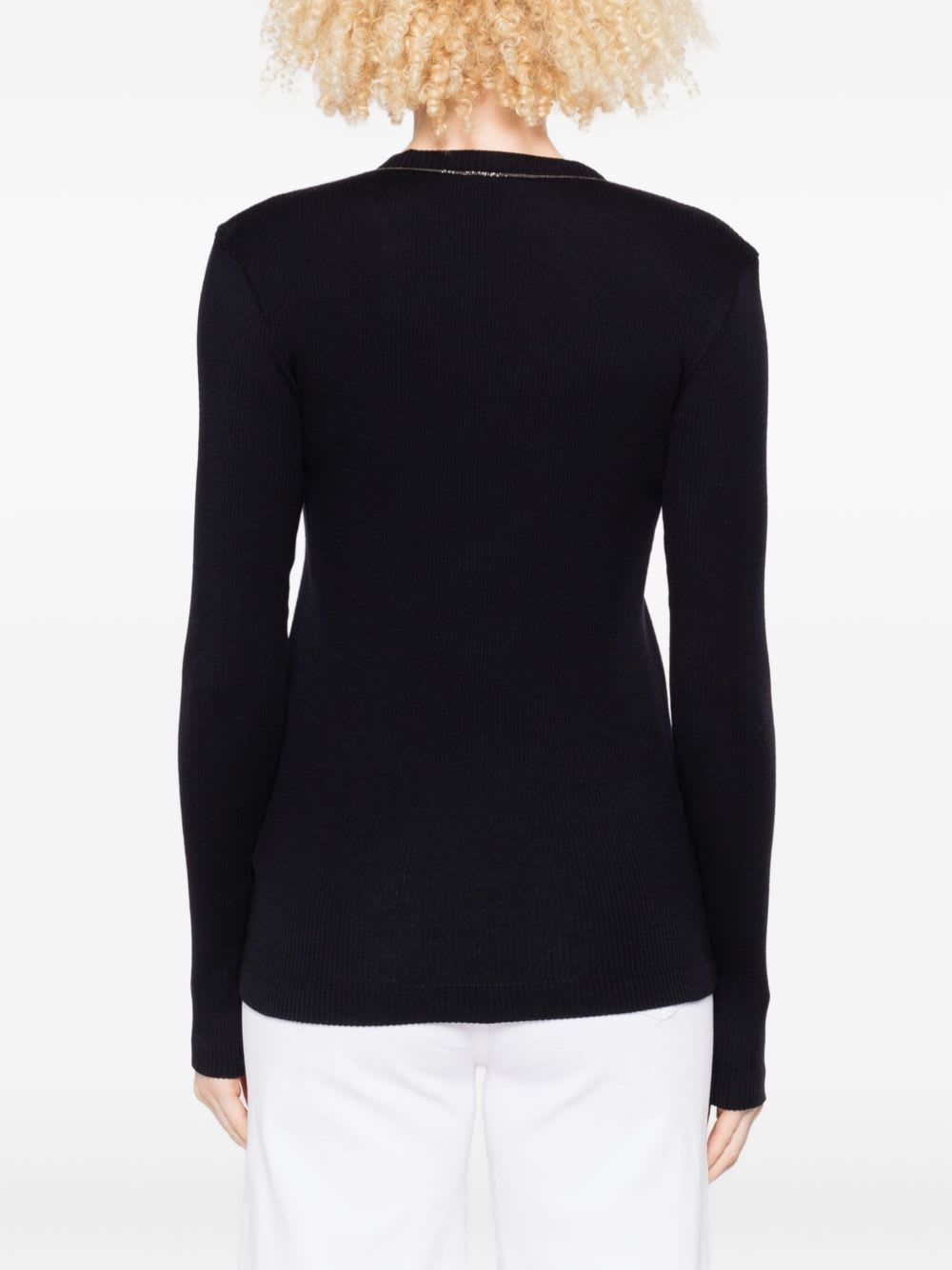 Brunello Cucinelli Black V-neck In Blue