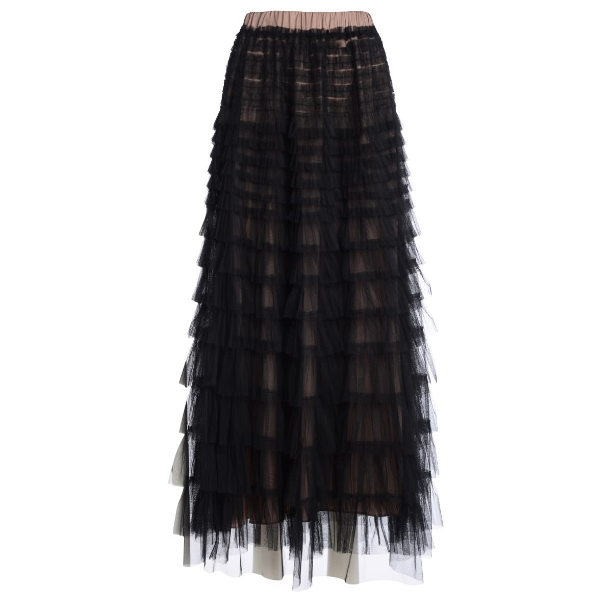Twinset Long Skirt In Black Tulle