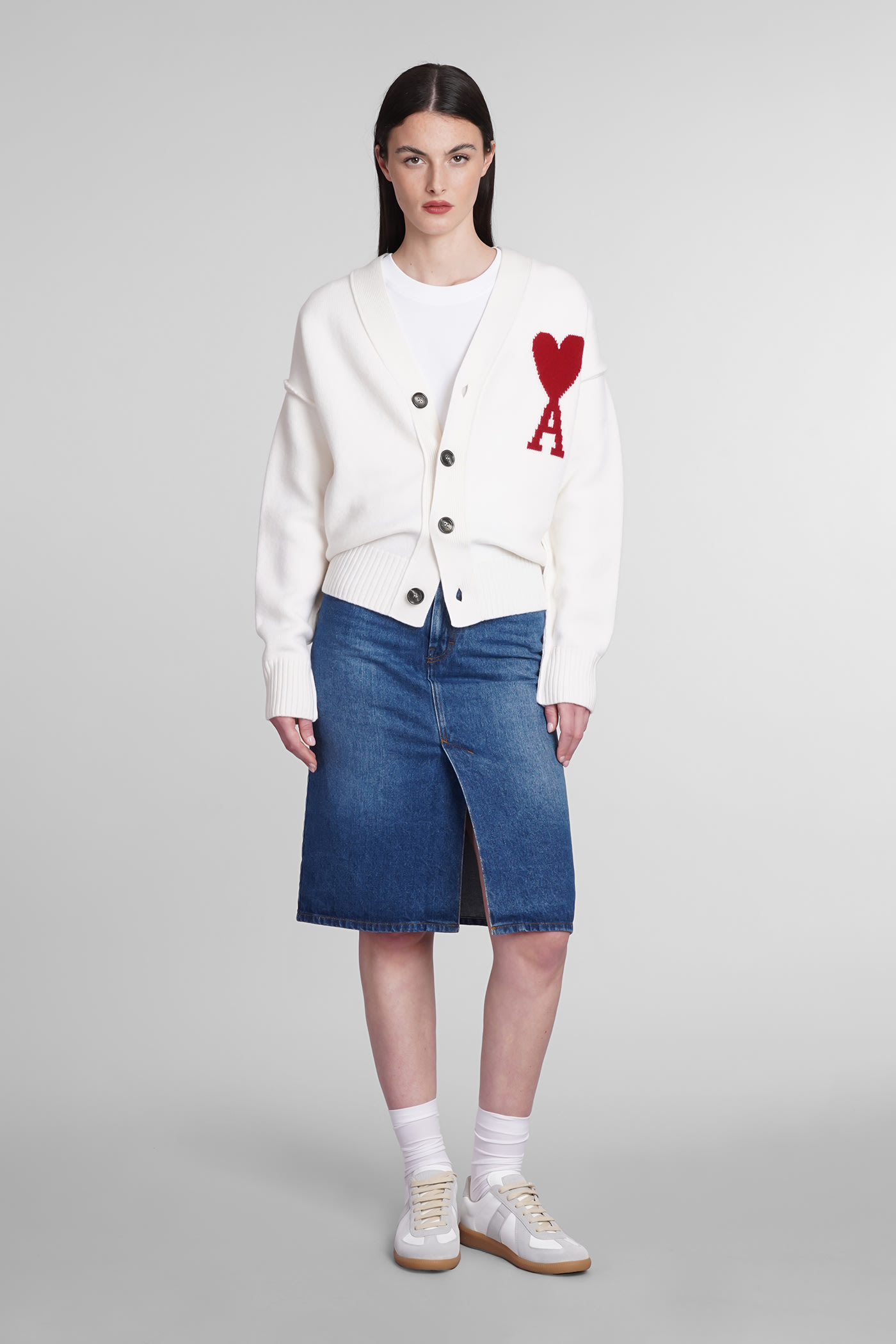 Shop Ami Alexandre Mattiussi Cardigan In White Wool