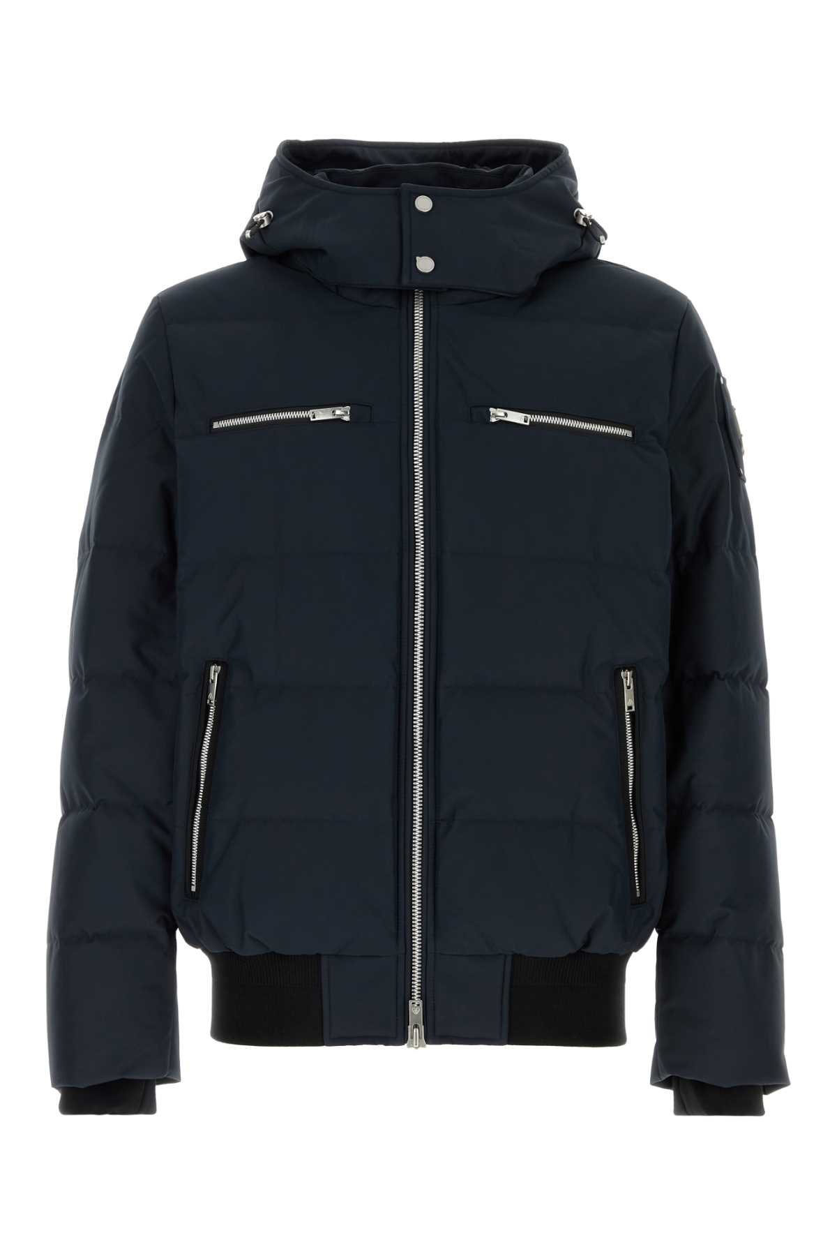 Shop Moose Knuckles Midnight Blue Polyester Cloud Bomber Down Jacket In Navy