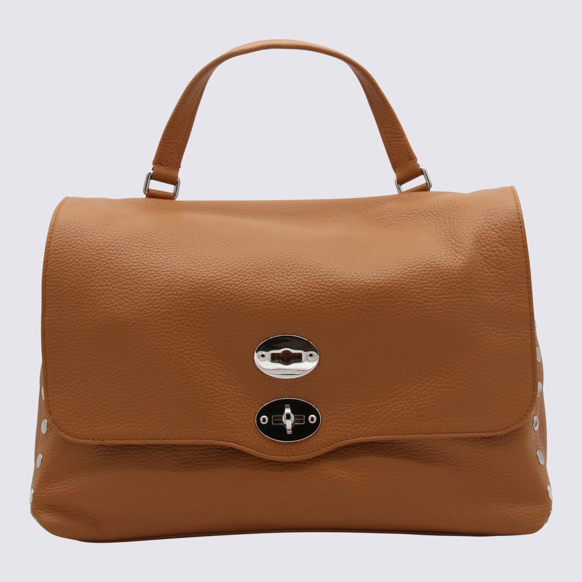 Brown Leather Postina S Top Handle Bag