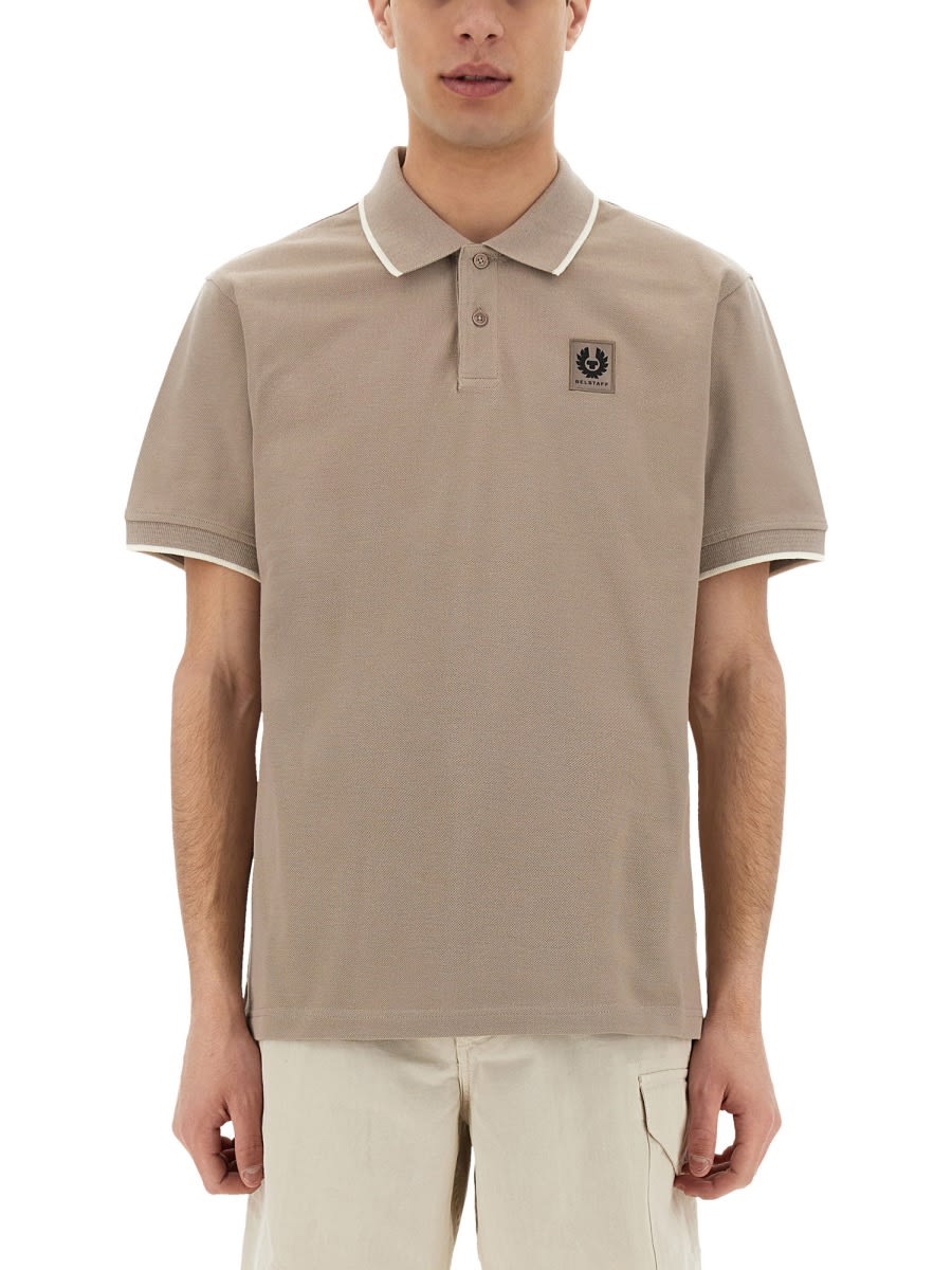 Belstaff Polo Collar Logo Polo Shirt In Nude