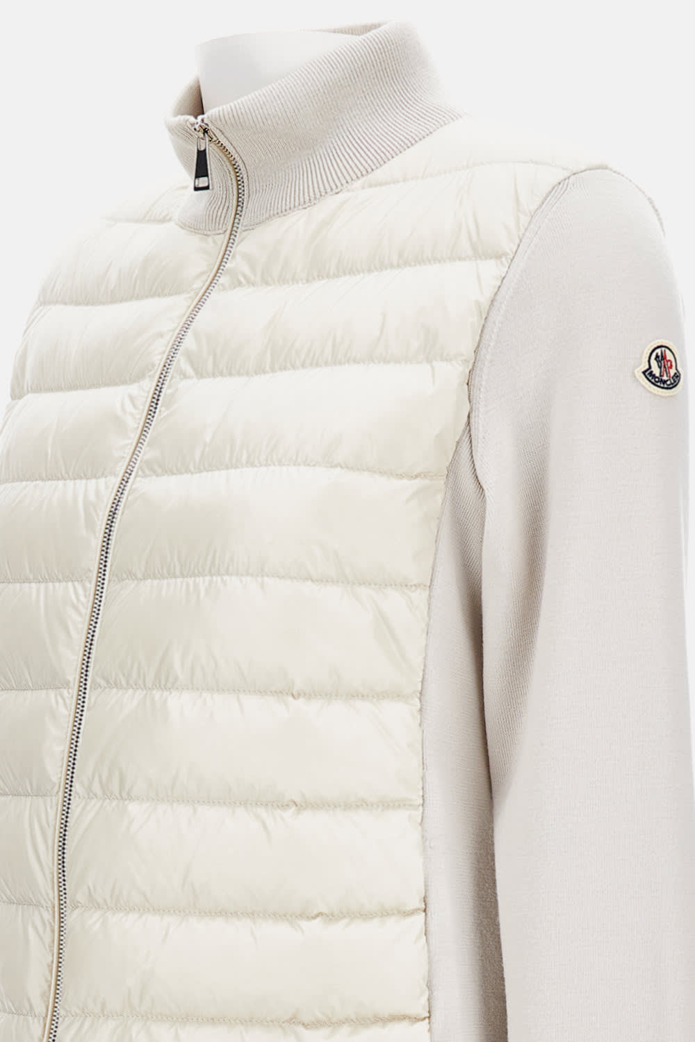 Moncler Quilted Tech Fabric Cardigan Pockets In White
