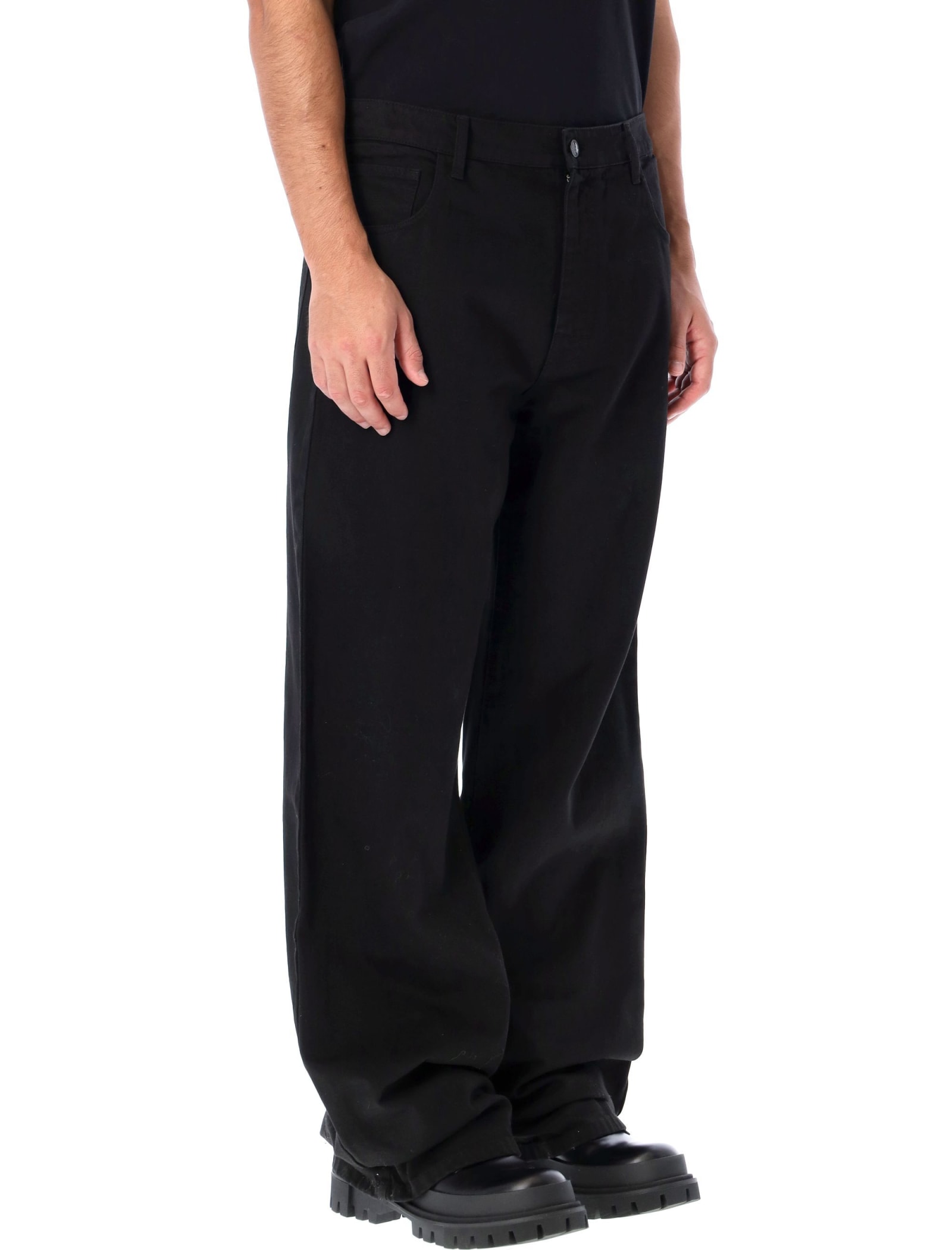 Raf Simons Wide Fit Denim Workwear Trousers In Black | ModeSens