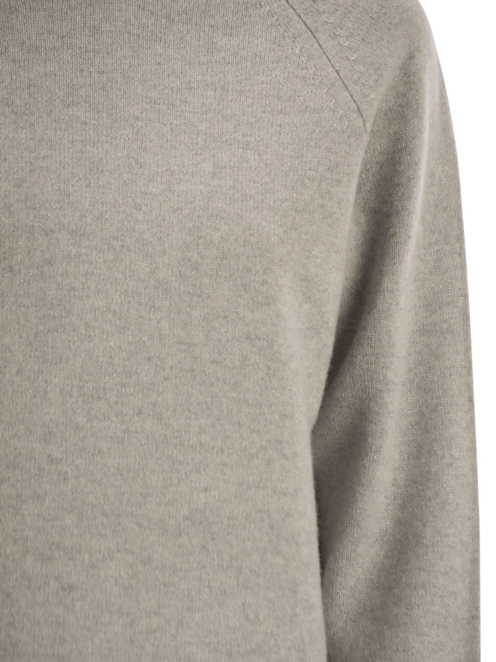 Peserico High-neck Jumper With Lurex In Gray