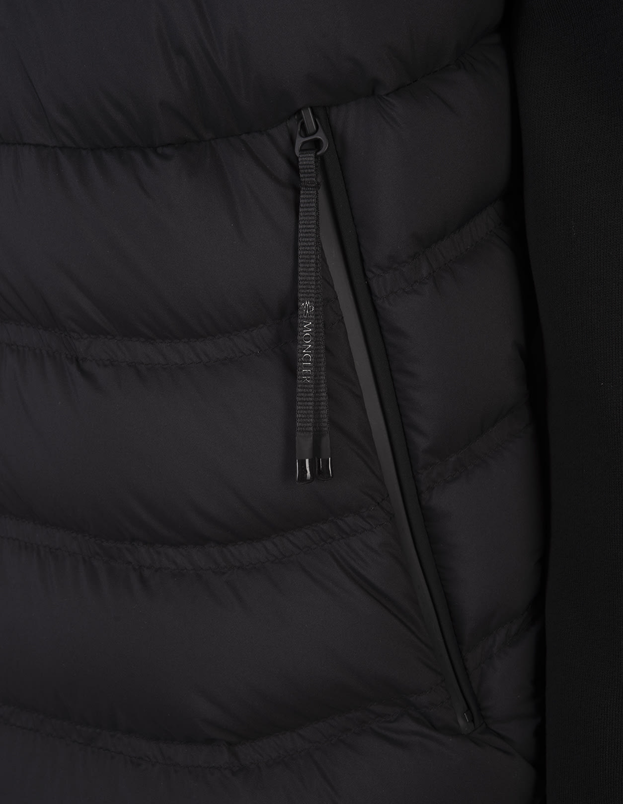 Shop Moncler Black Cardigan With Logoed Hood In Blue