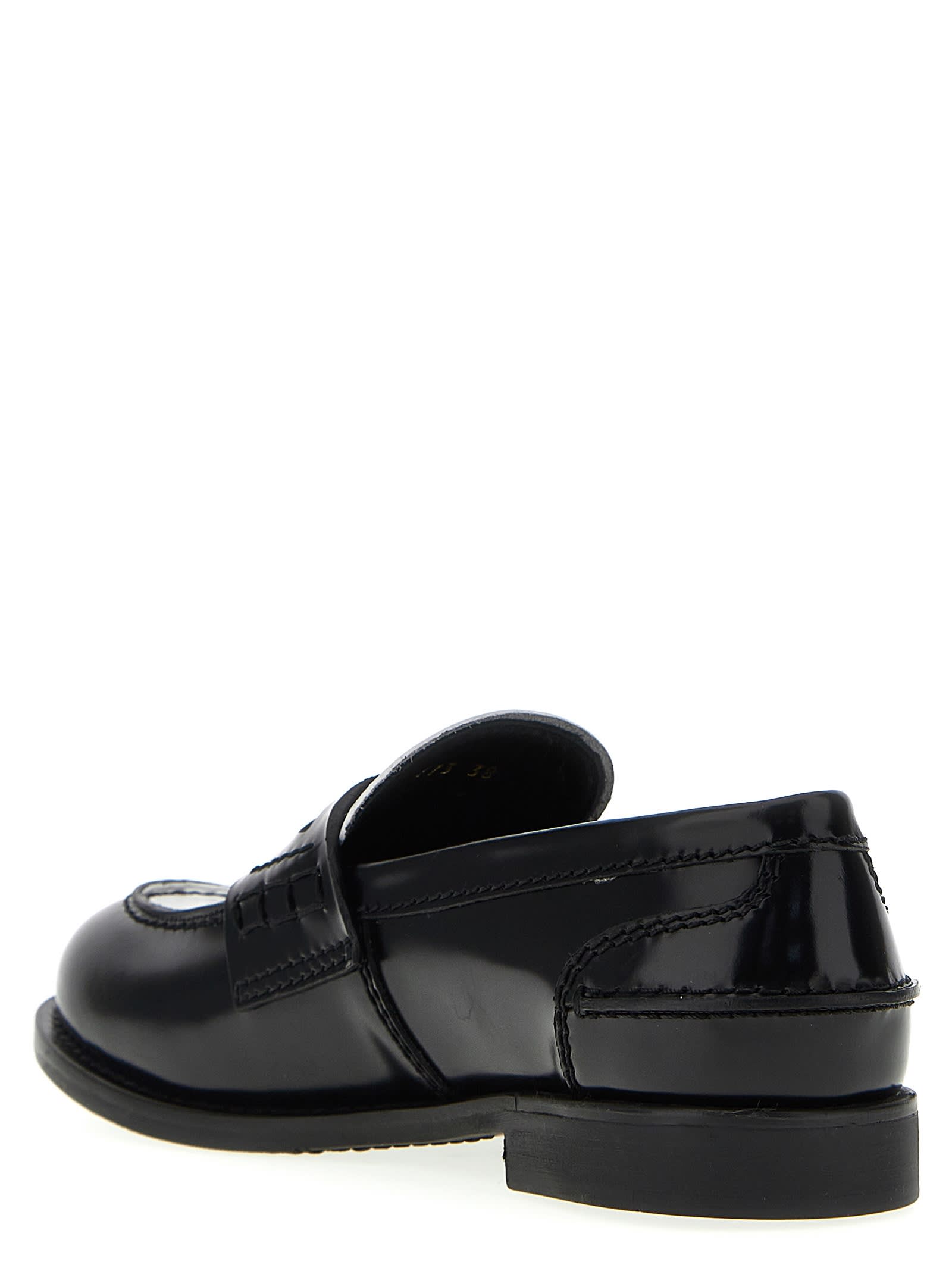 Miu Miu Black Leather Loafers In F0967