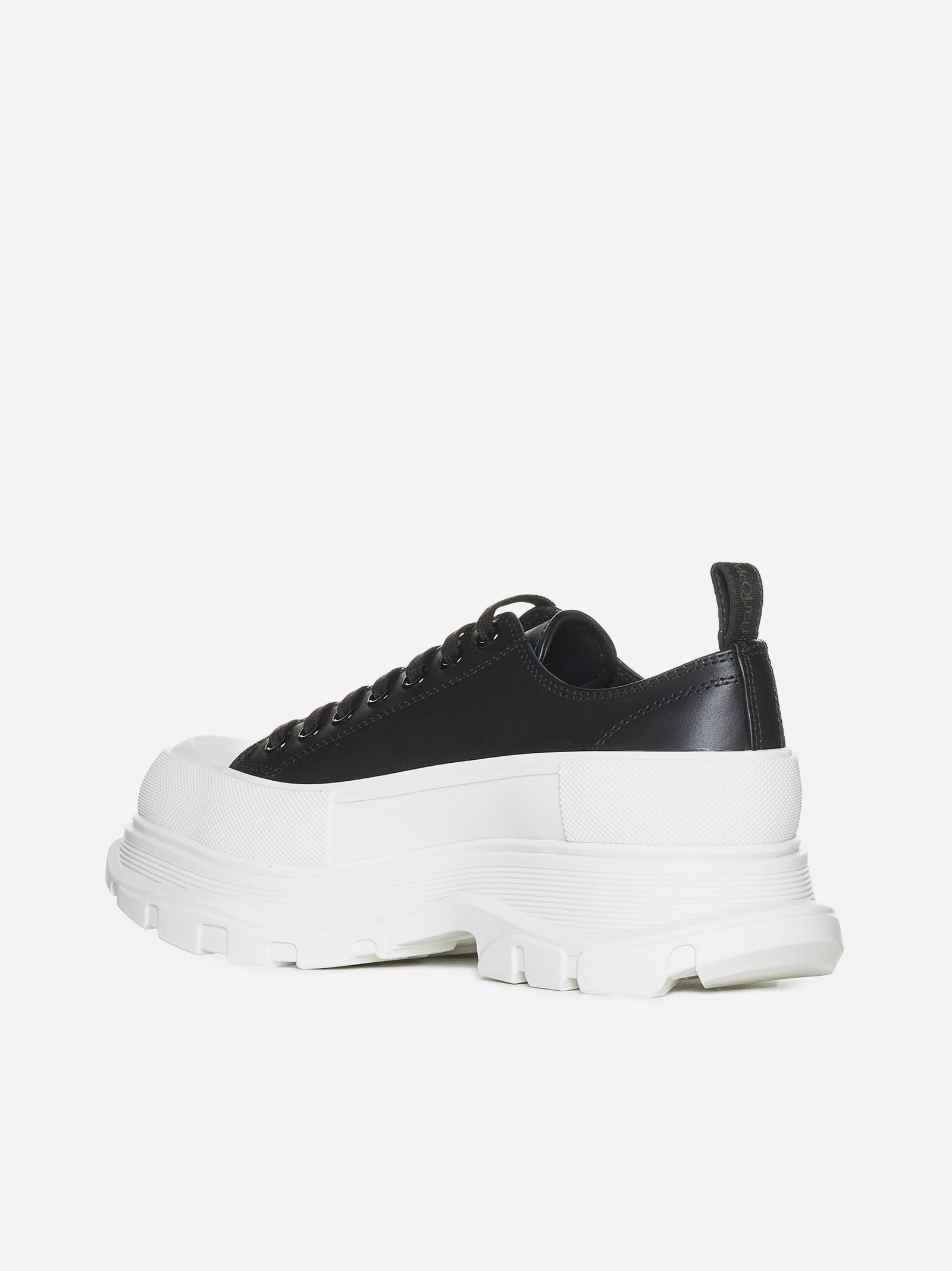 Shop Alexander Mcqueen Tread Slick Leather Sneakers In Black