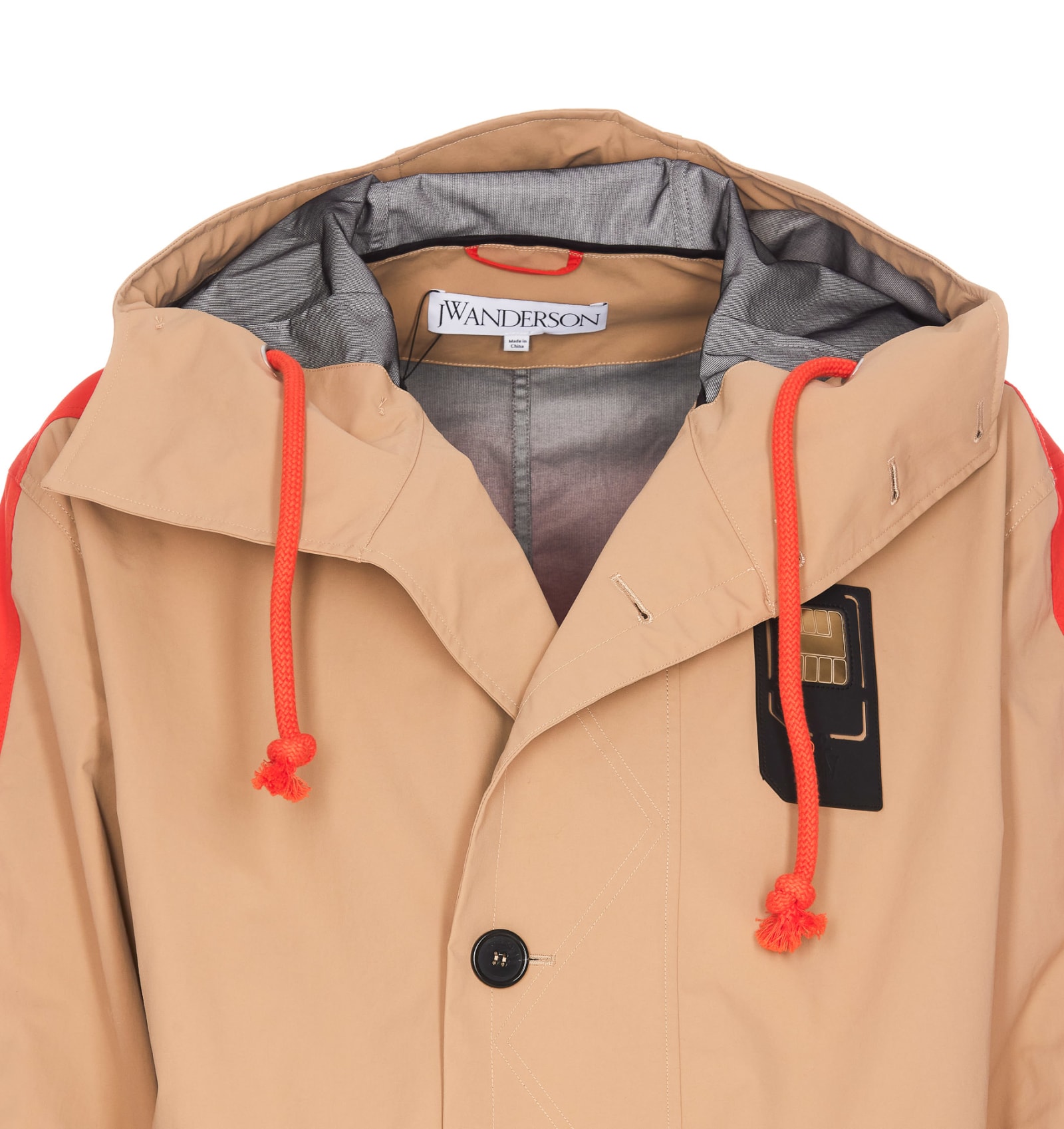 Shop Jw Anderson Long Colour Block Parka In Beige